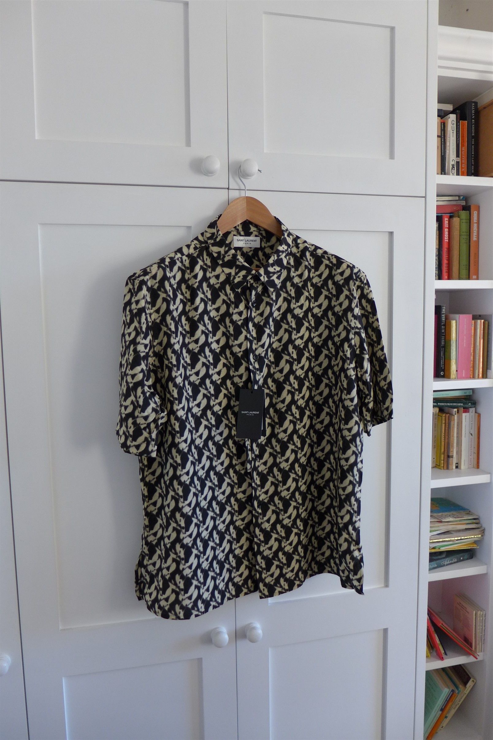 Saint Laurent Paris Saint Laurent Abstract Print Shirt - Noir & Sable Voile Size US M / EU 48-50 / 2 - 5 Thumbnail