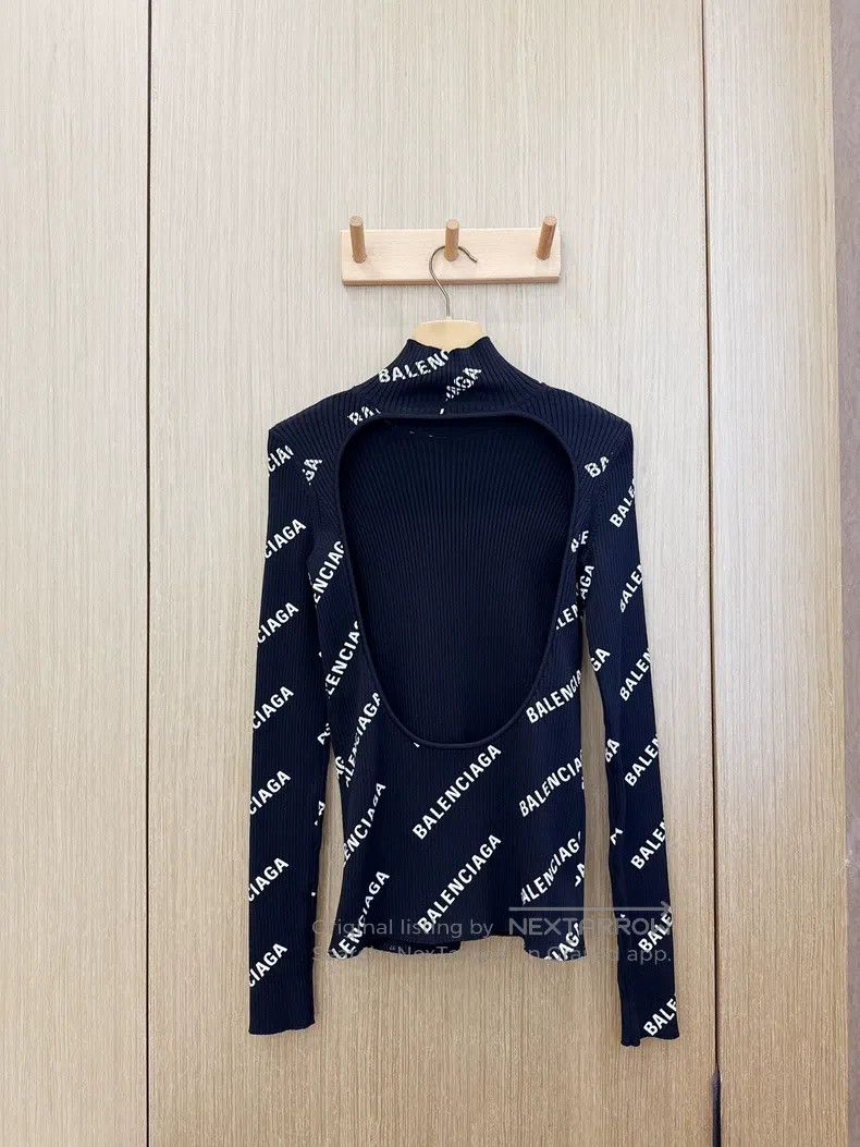 Balenciaga Balenciaga Full Print Letter Logo Open Back Slim Fit Knit Size US S / EU 44-46 / 1 - 3 Thumbnail