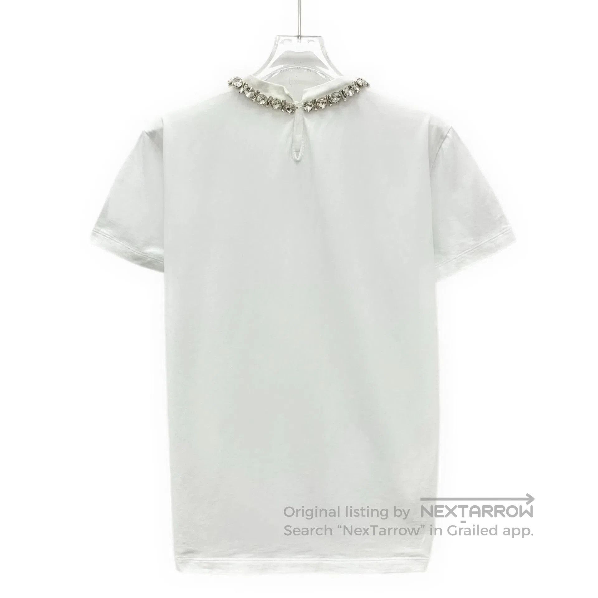 Miu Miu Miu Miu White Ruby Diamond Round Neck T-shirt. Size M / US 6-8 / IT 42-44 - 2 Thumbnail
