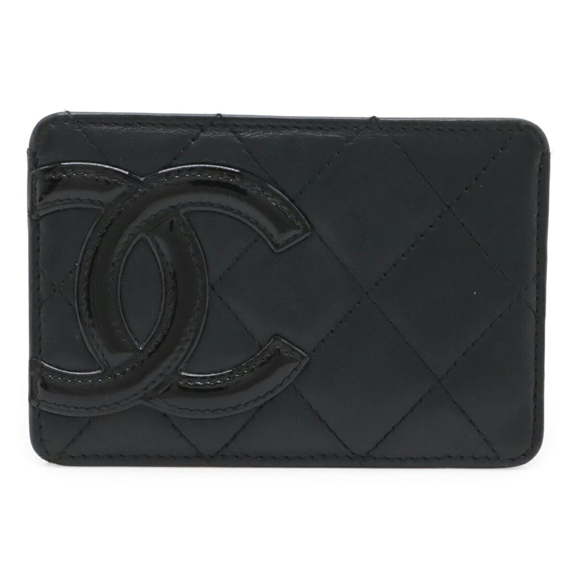 Chanel CHANEL Cambon Line Coco Mark Business Card Holder/Card Case/Pass Case Leather Enamel Black Pink A26725 Size ONE SIZE - 1 Thumbnail