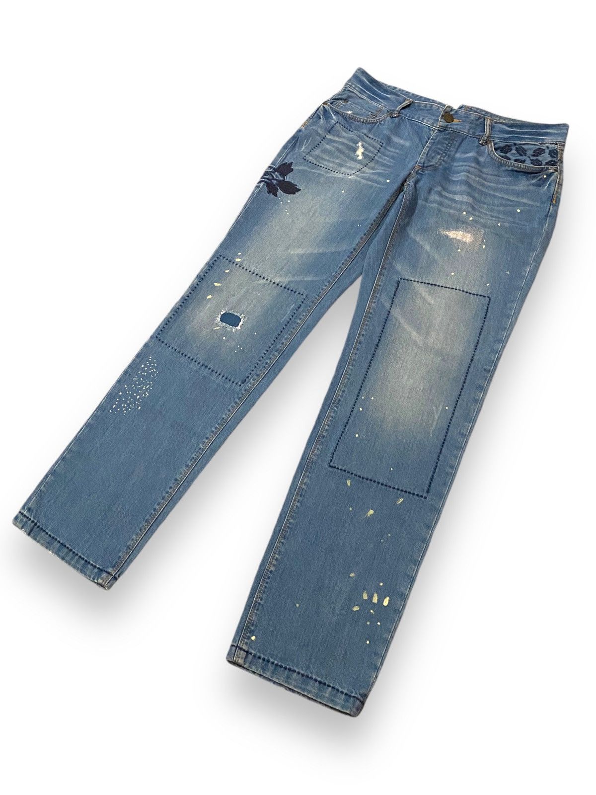 Eddie Bauer Eddie Bauer Boyfriend Patchwork Distressed Floral Jeans Size US 34 / EU 50 - 2 Thumbnail