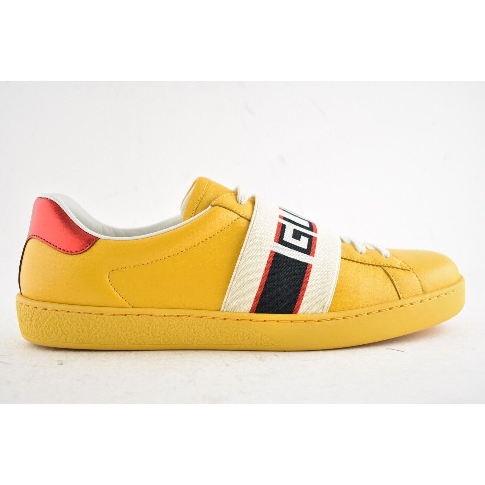 Gucci Gucci Mens Yellow New Ace Elastic Band Leather Flat Low Top Size US 7 / EU 40 - 3 Thumbnail