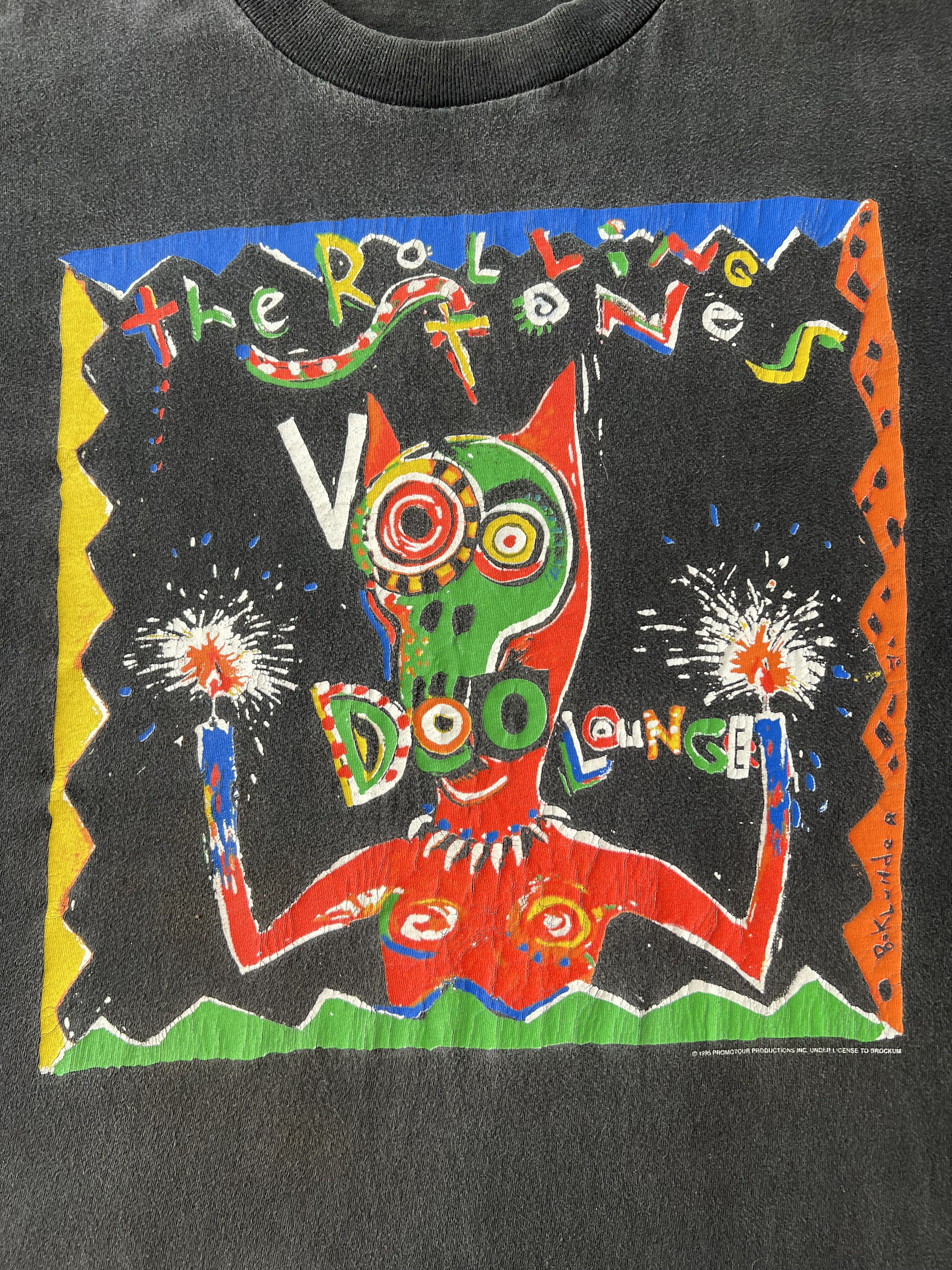 Band Tees Vintage 1995 The Rolling Stones Voodoo Lounge Black T-shirt Size US XL / EU 56 / 4 - 6 Thumbnail