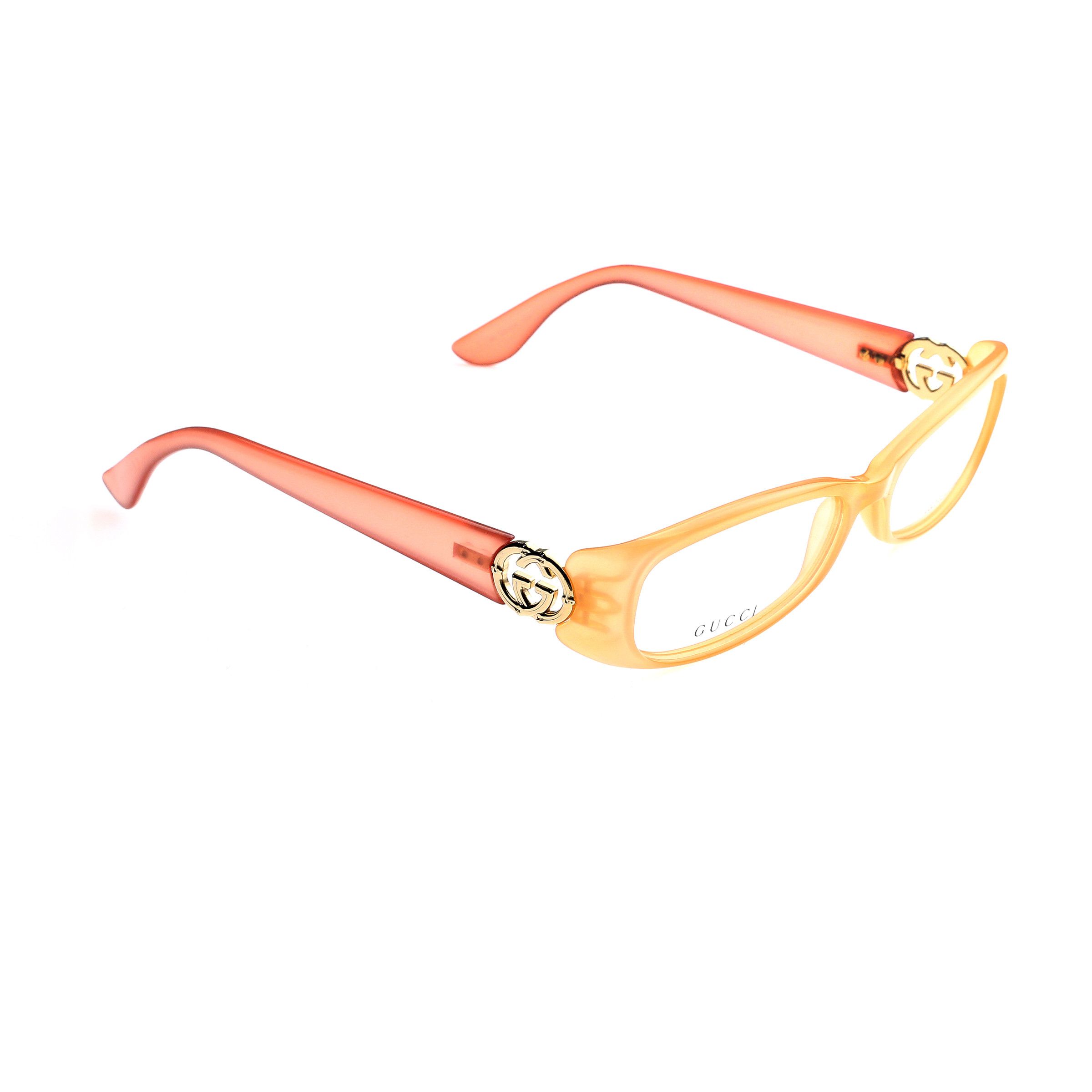 Gucci × Vintage Gucci '00s Peach & Red Signature Rectangular Frame Glasses Size ONE SIZE - 1 Thumbnail
