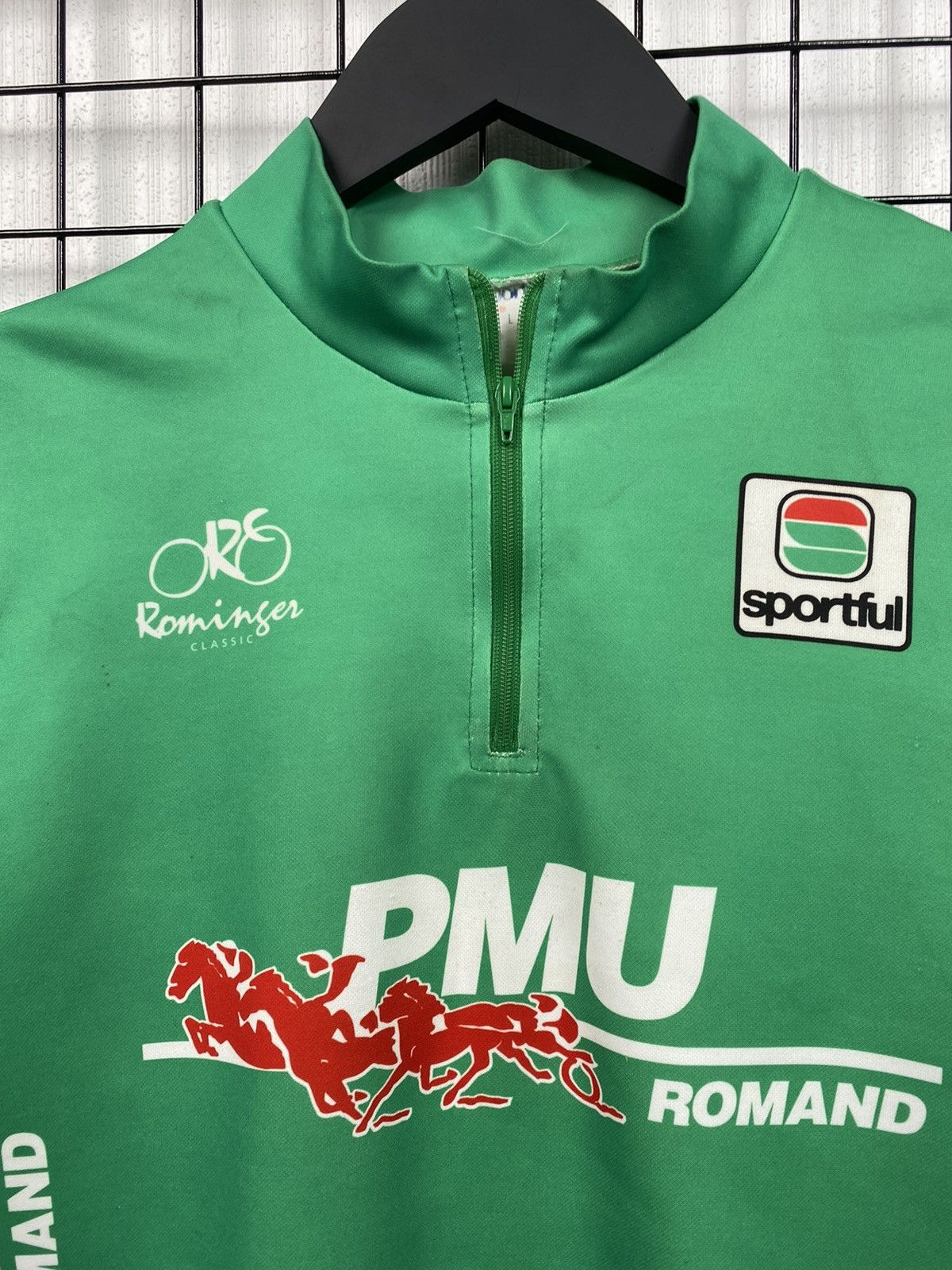 Other Rare Vintage PMU Romand Sportful Cycling Jersey Men L green Size US L / EU 52-54 / 3 - 4 Thumbnail