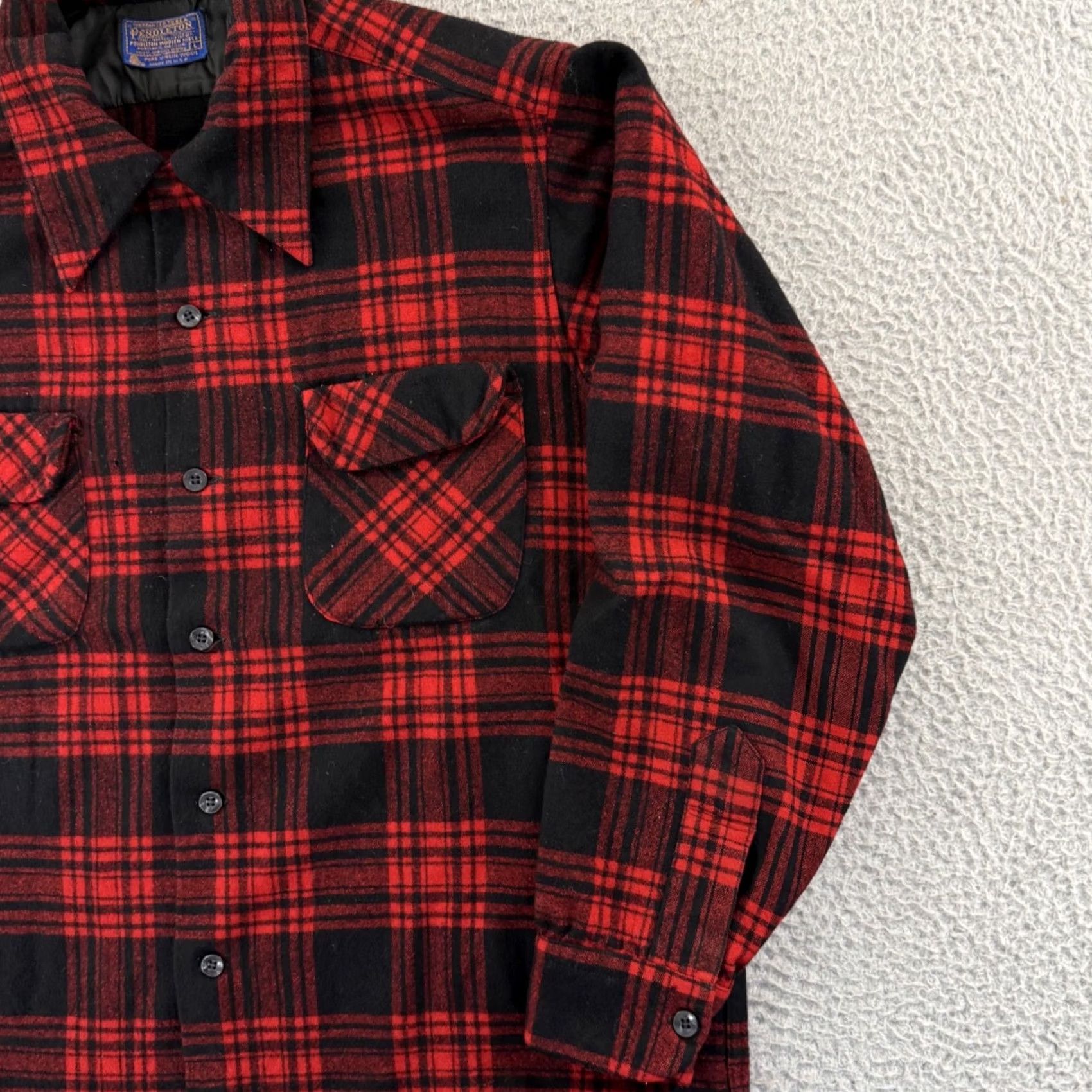Pendleton VINTAGE Pendleton Shirt Womens Large Red Plaid 90s Wool Loop Collar Button Up Size L / US 10 / IT 46 - 5 Thumbnail