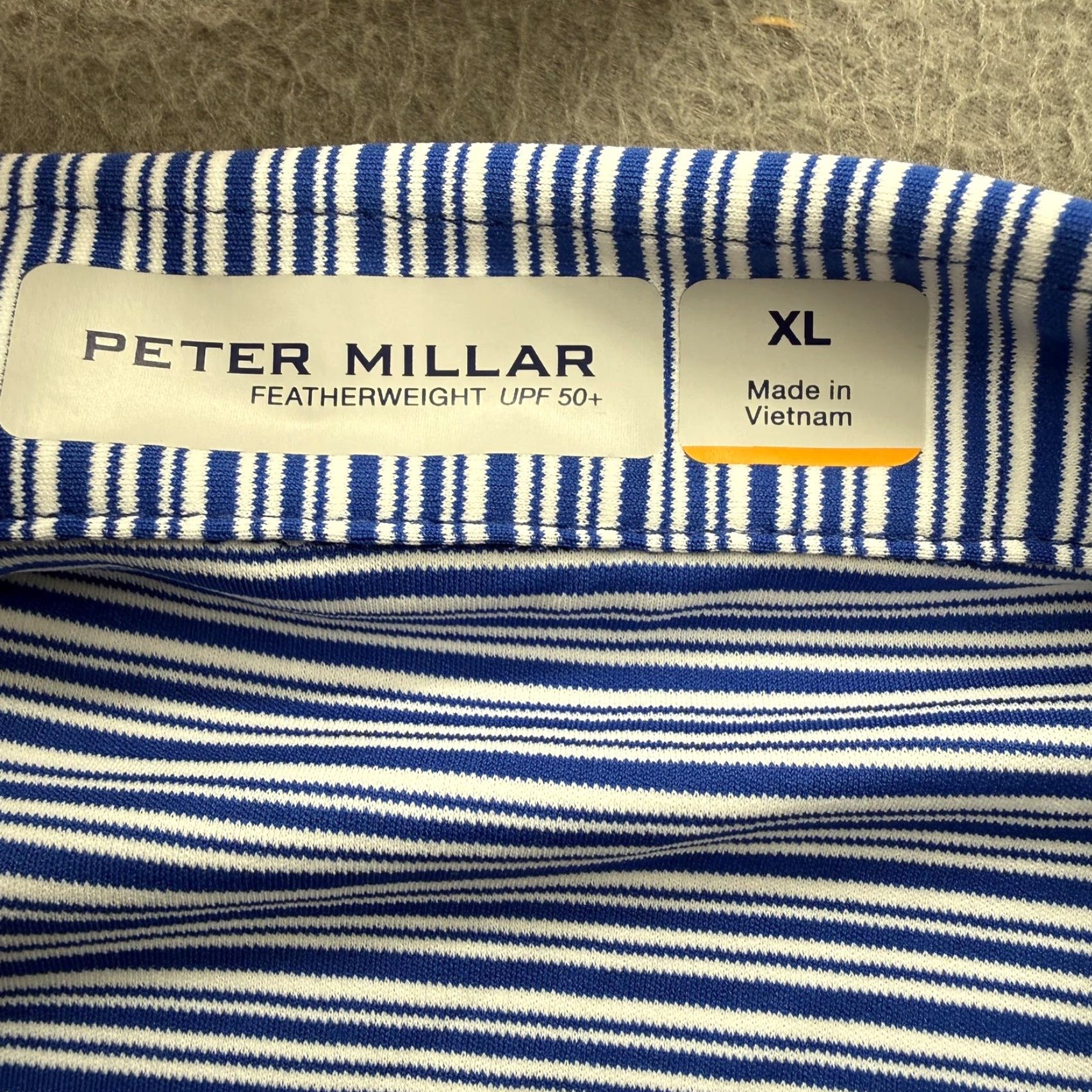 Peter Millar Peter Millar Polo Shirt Mens XL Blue Featherweight UPF 50+ Focus Family Golf Shirt Half-Tone Striped Short Sleeve Polo with Logo Embroidery Size US XL / EU 56 / 4 - 4 Thumbnail