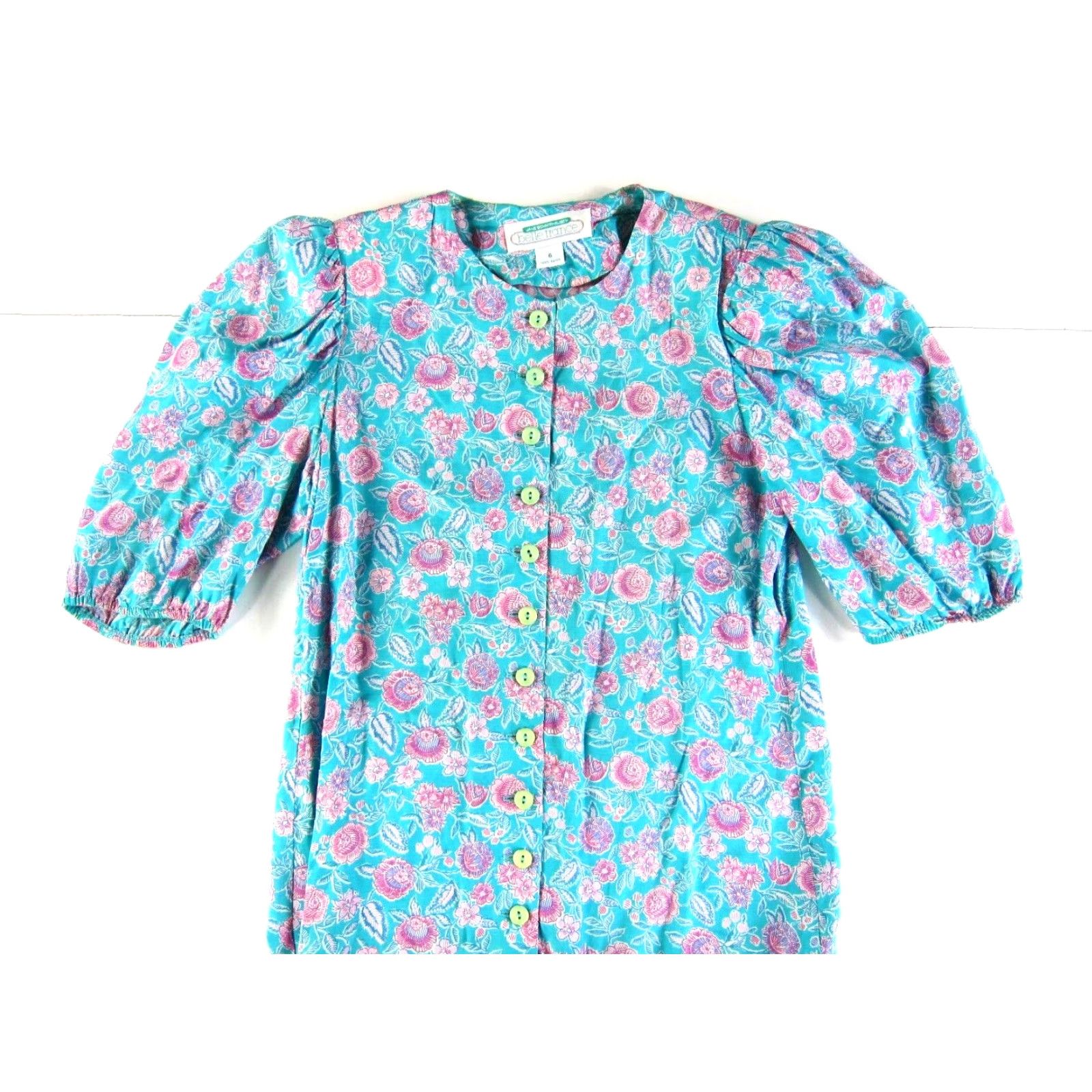 IWC Schaffhausen VINTAGE Belle France Jane Schaffhausen Drop Waist Cottage Dress 6 Pink Floral Rayon Midi Dress Women SET Size M / US 6-8 / IT 42-44 - 5 Thumbnail