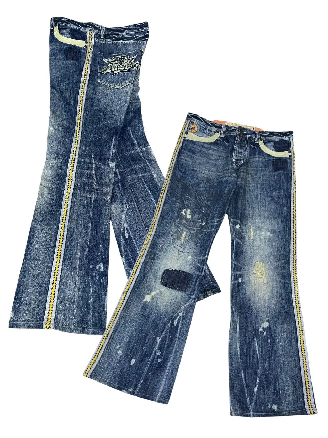 Parasuco PUNK FLARE🔥PARASUCO DENIM LEGEND Distressed Tribal Jeans💥 Size US 33 - 11 Thumbnail