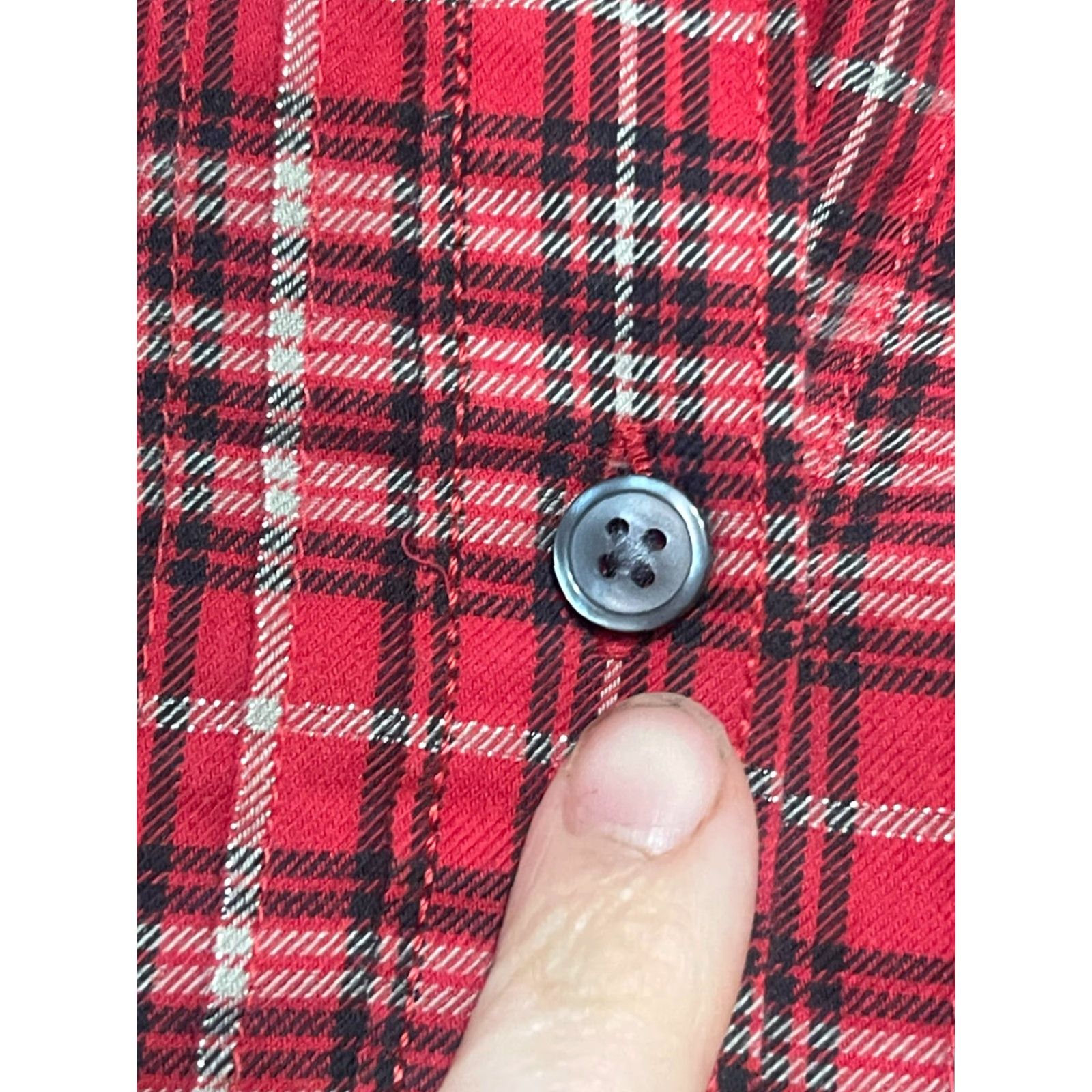 Lands' End Lands' End Shirt Womens 20W Red Black Silver Plaid Long Sleeve 1/4 Button Blouse Casual Fall Spring Summer Plus Regular Size 3XL / US 20-22 - 5 Thumbnail