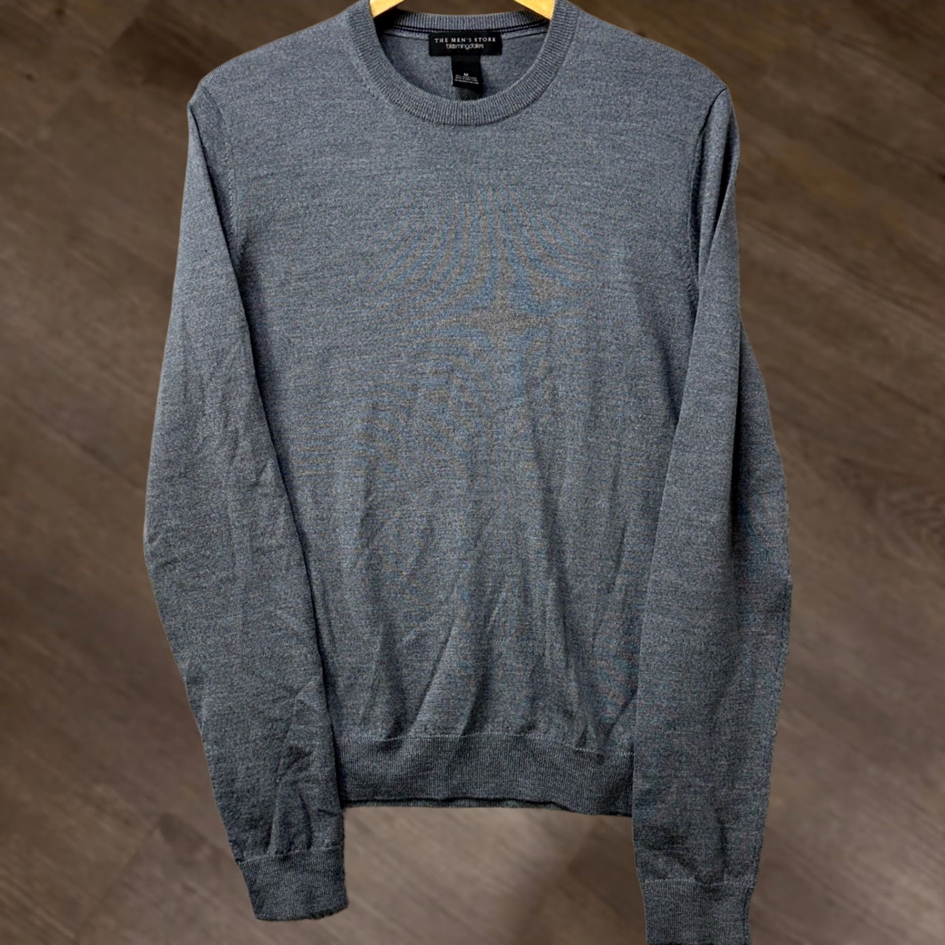Bloomingdale's Bloomingdales Mens Crewneck Sweater Gray 100% Merino Wool Lightweight Knit Pullover M Adult Mens Casual Workwear Fall Winter Spring Size US M / EU 48-50 / 2 - 1 Thumbnail