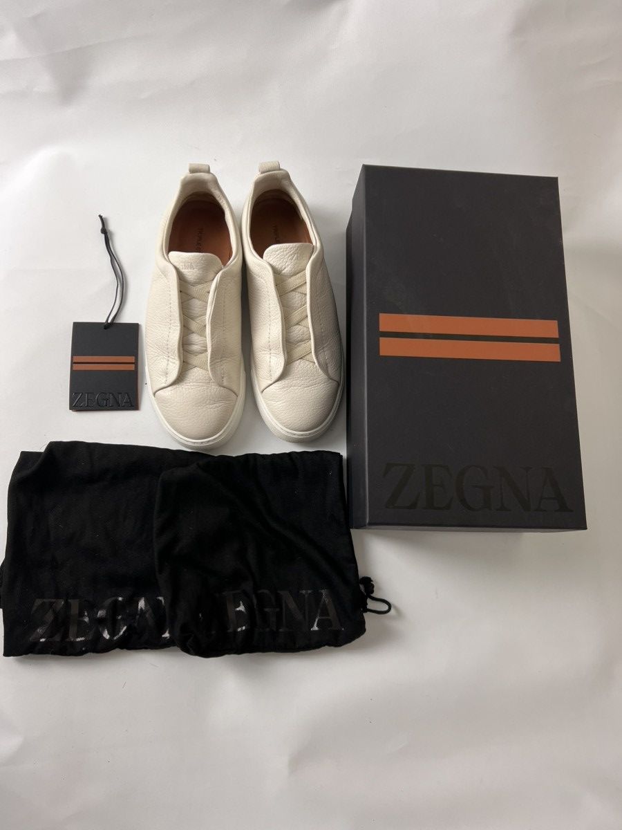 Ermenegildo Zegna Preowned Zegna Triple Stich Off white deerskin Size US 7.5 / EU 40-41 - 1 Thumbnail