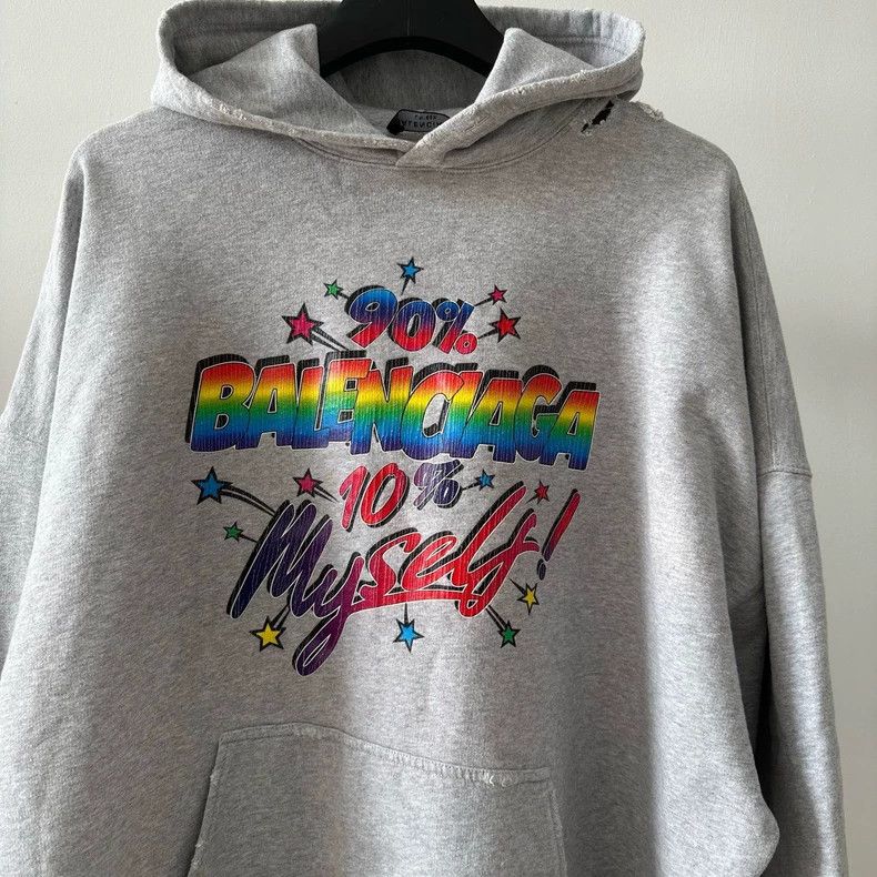 Balenciaga Balenciaga FW22 rainbow graffiti logo grey hooded sweatshir Size US S / EU 44-46 / 1 - 3 Thumbnail