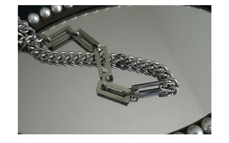 Jewelry Square Mixed Chain Splicing Necklace Size ONE SIZE - 4 Thumbnail