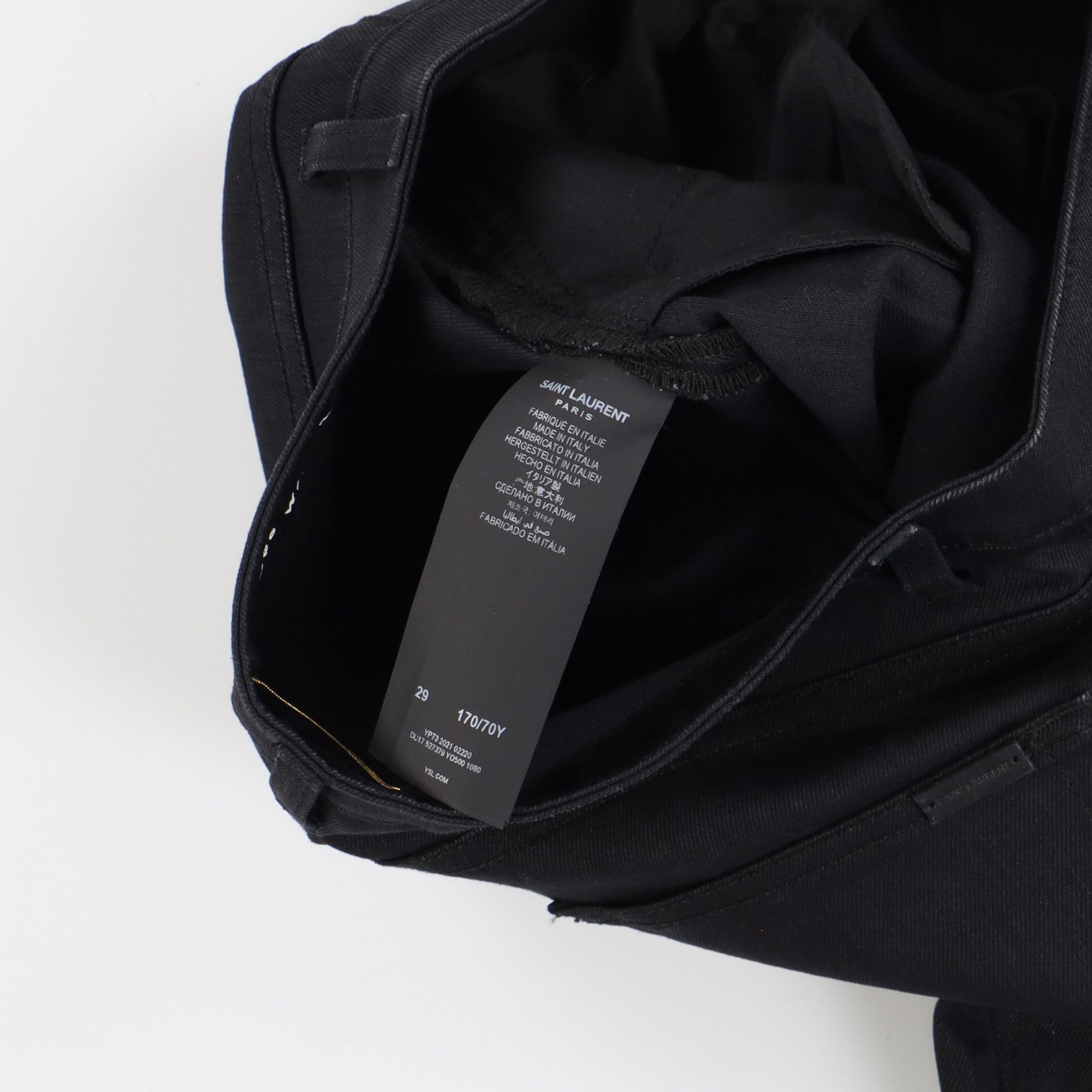 Saint Laurent Paris D05 Worn Black Creased Skinny Jeans Size 29" - 6 Thumbnail