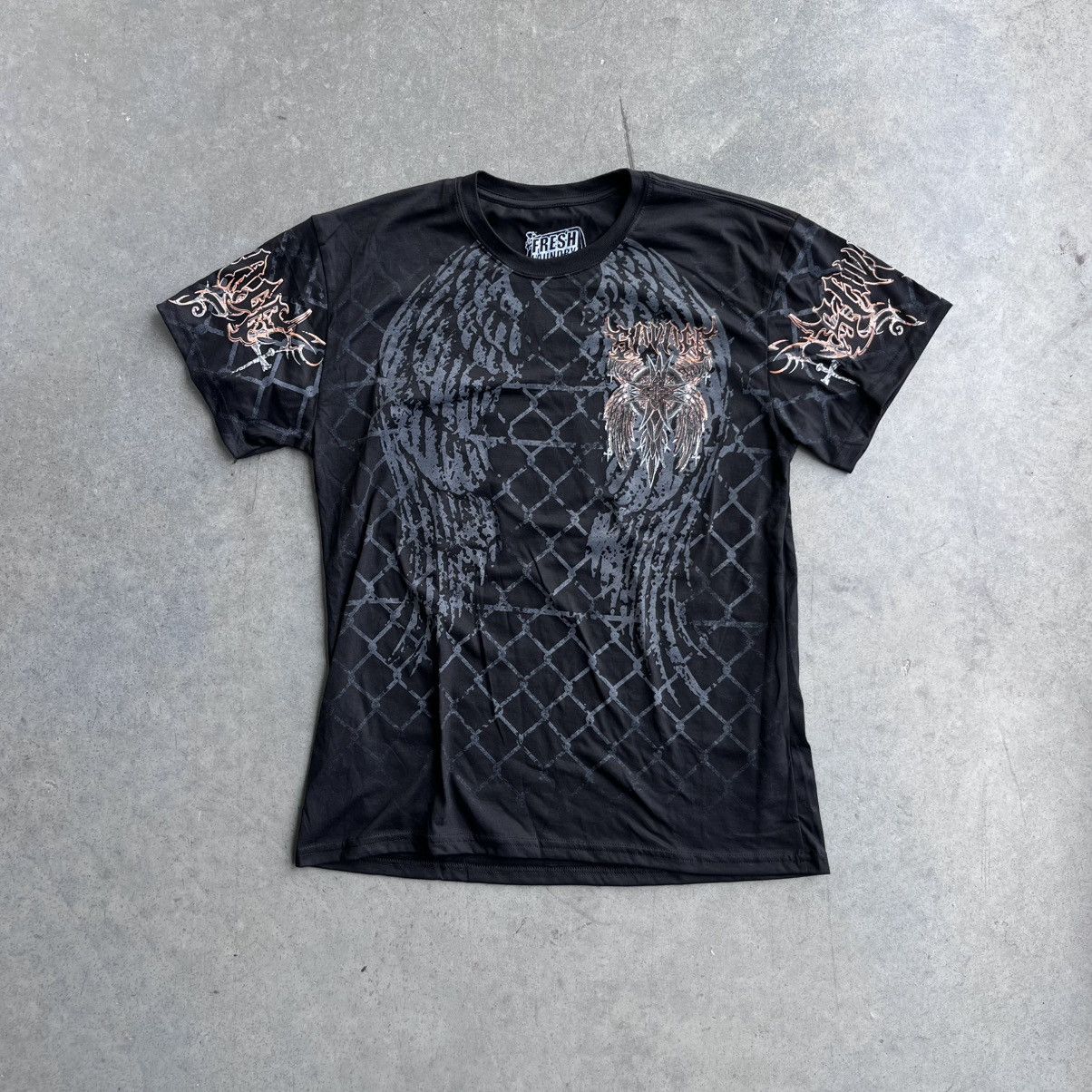Vintage Vintage Affliction Style Orange and Black Skull Print Cross Size US L / EU 52-54 / 3 - 8 Thumbnail