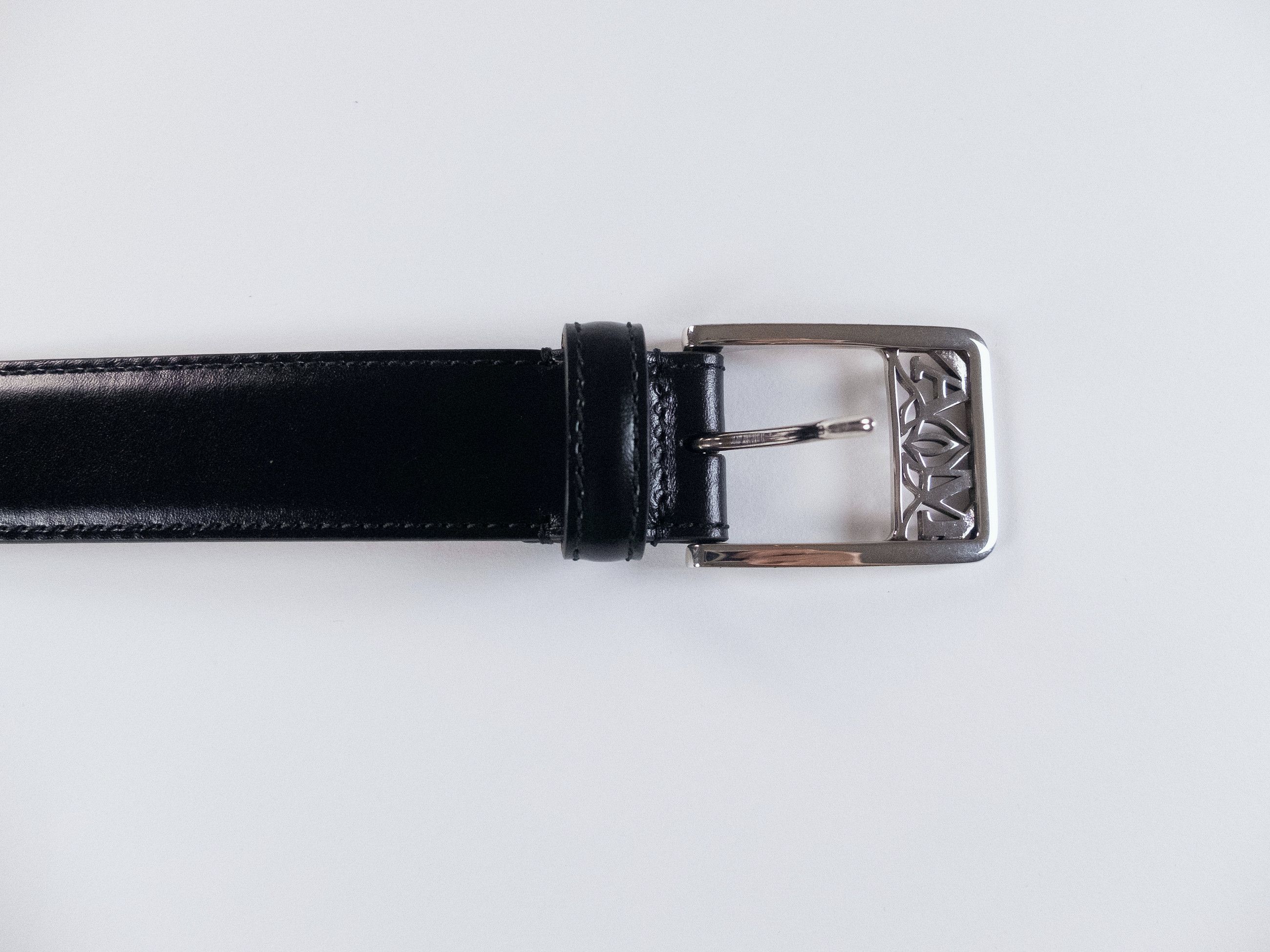 Alexander McQueen ALEXANDER MCQUEEN Seal black logo buckle leather belt 90 q Size 34 - 6 Thumbnail