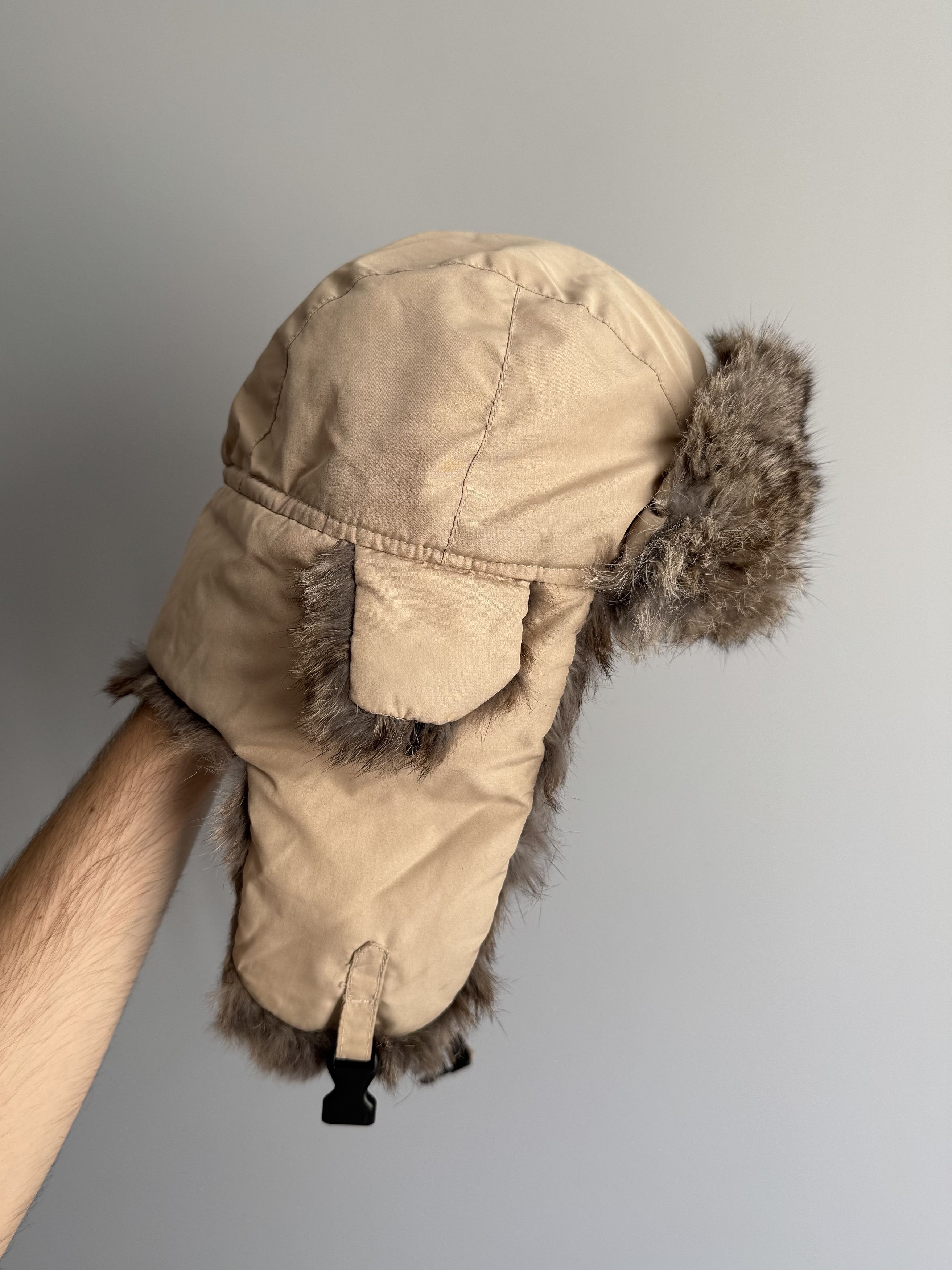 Other Vintage Nylon Ushanka Real Fur Hat Mohair Fuzzy Trapper Punk Size ONE SIZE - 5 Thumbnail