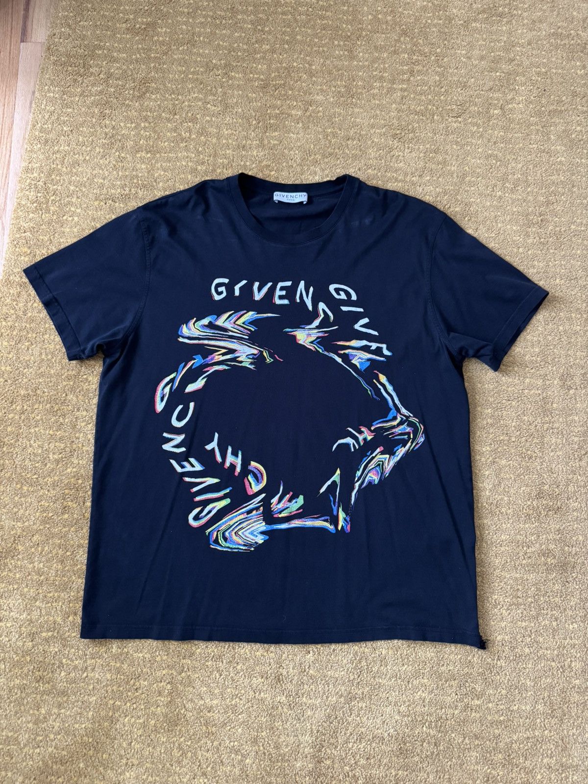 Givenchy 🔴signature rainbow logo black t-shirt | Grailed