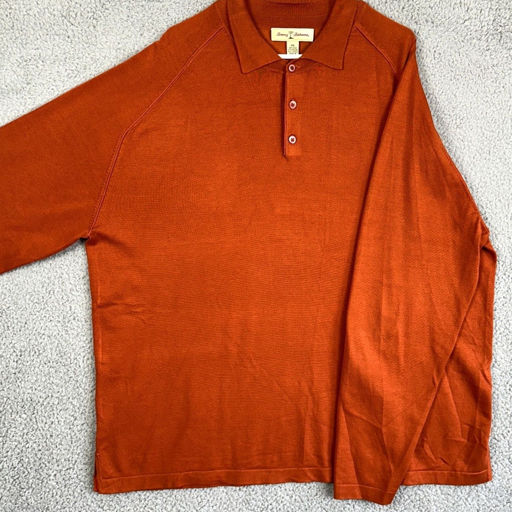 Tommy Bahama Tommy Bahama Silk Nylon Blend Sweater Polo Mens 2XL Orange Long Sleeve Outdoor Pullover Size US XXL / EU 58 / 5 - 2 Thumbnail