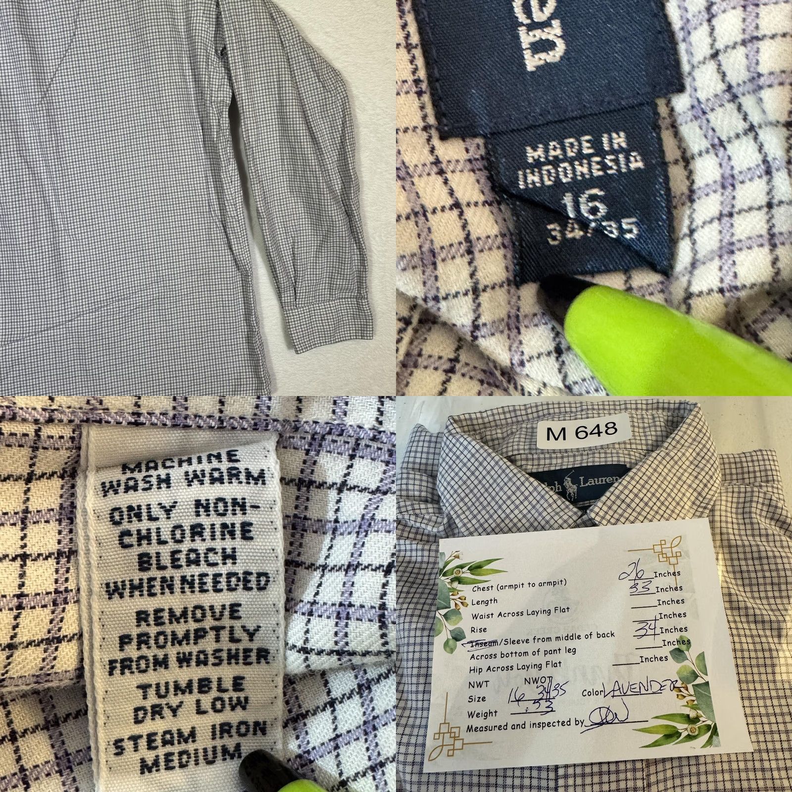 Ralph Lauren Ralph Lauren Shirt Mens 16 34/35 Lavender Check Yarmouth Button Down Long Sleeve Size US L / EU 52-54 / 3 - 9 Thumbnail