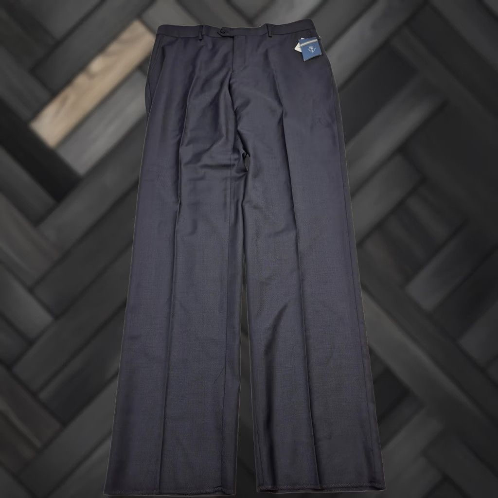 Valentino Leonardo Valenti Suit Pants Mens 40x34 Blue Wool Flat Front Unhemmed NWT 2 Piece Formal Wool Dress Pants Mens Blue 40W/40 Size 40R - 1 Thumbnail