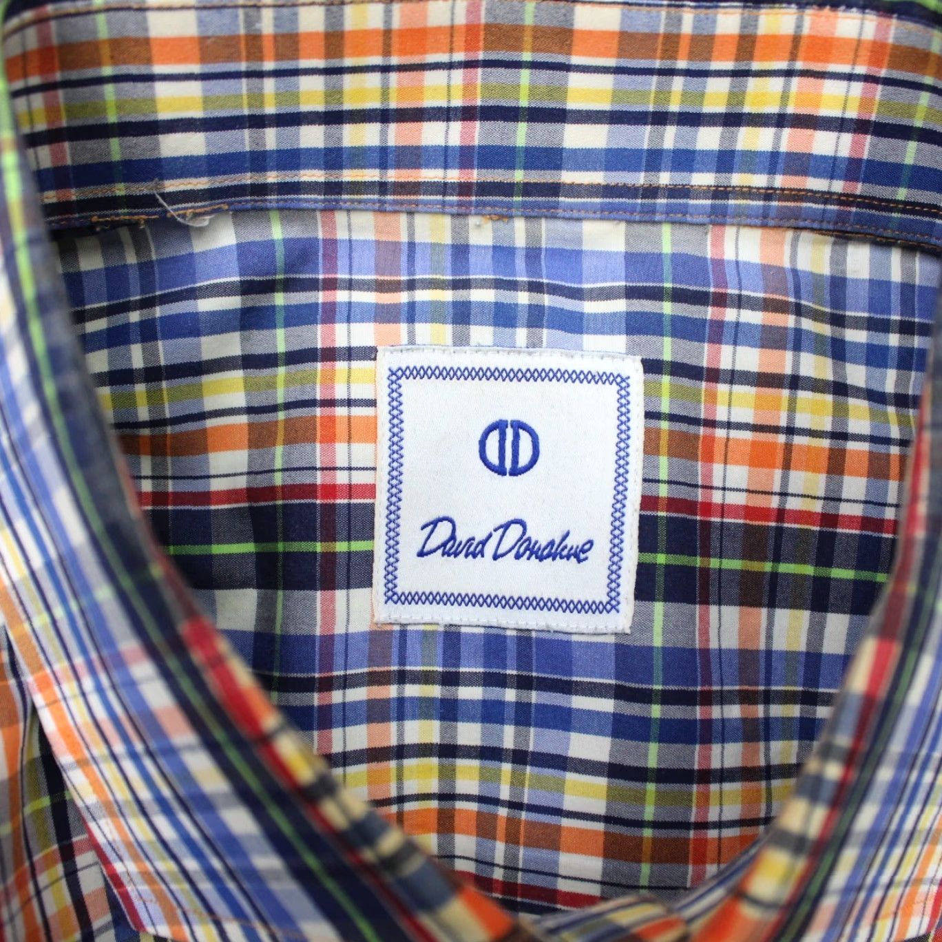 David Donahue David Donahue Shirt Mens XL Blue/Orange/Yellow 100% Cotton Long Sleeve Button Up Shirt Size US XL / EU 56 / 4 - 6 Thumbnail