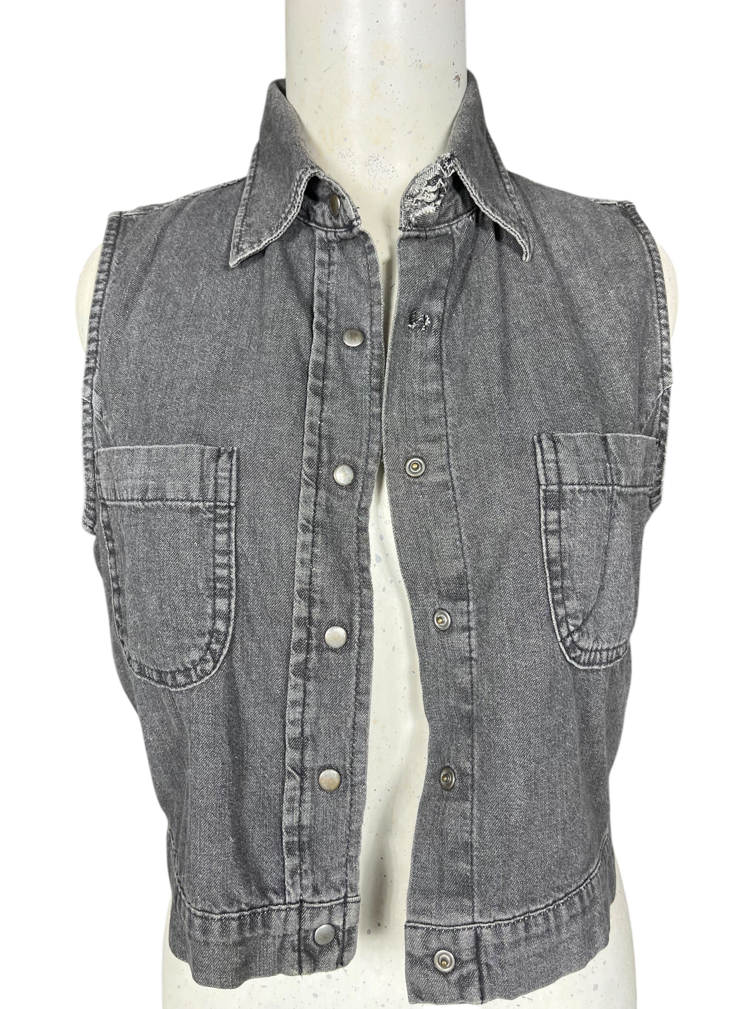 Vtg 90s Punk Benetton Jacket Vest Denim Women Made In Italy