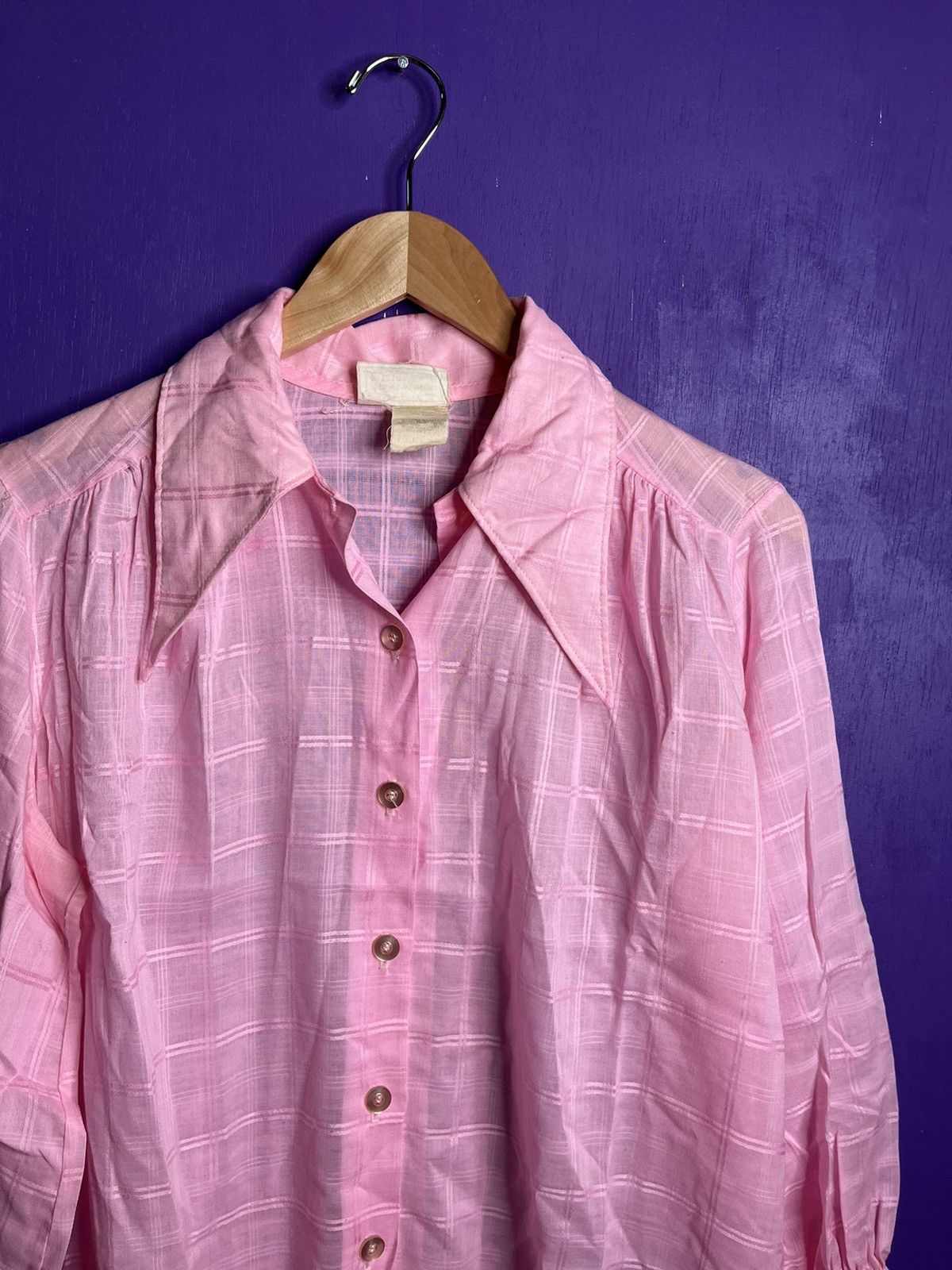 Vintage Vintage 70s Pink squares button up shirt Size M / US 6-8 / IT 42-44 - 3 Thumbnail
