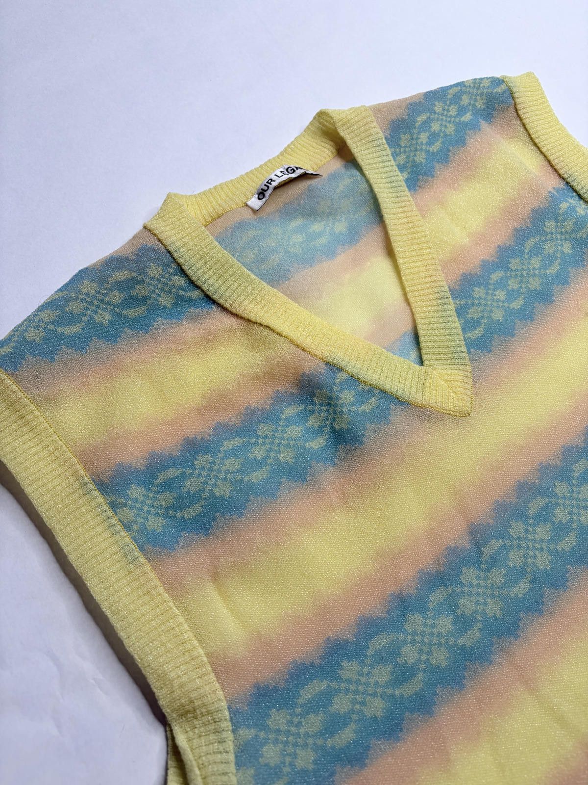 Our Legacy Our Legacy Knitted Vest Astral Yellow Argyle - Medium Size US M / EU 48-50 / 2 - 2 Thumbnail