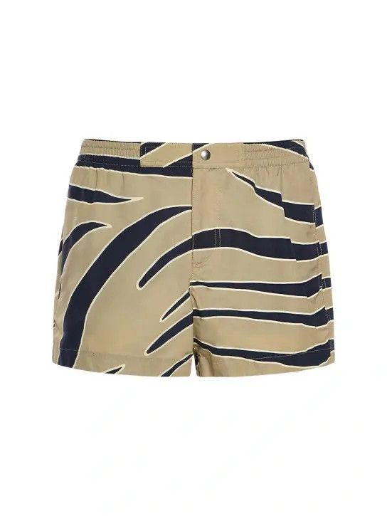Bottega Veneta o1lv12m1024 Animal Print Nylon Swim Boxer in Navy/Beige Size US 28 / EU 44 - 1 Thumbnail