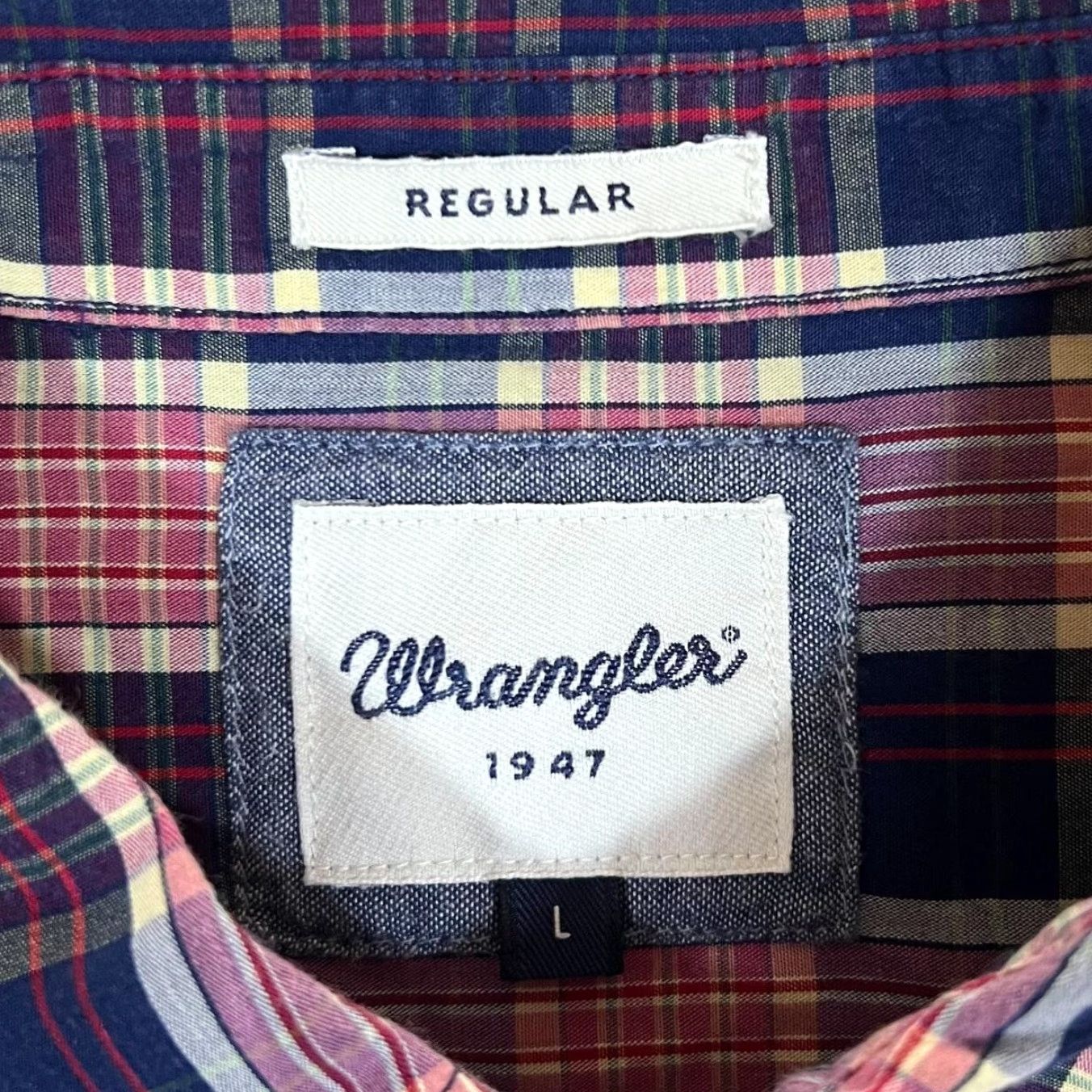 Wrangler WRANGLER Regular Navy Pink White Plaid Check Long Sleeve Cotton Shirt Large Size US L / EU 52-54 / 3 - 4 Thumbnail