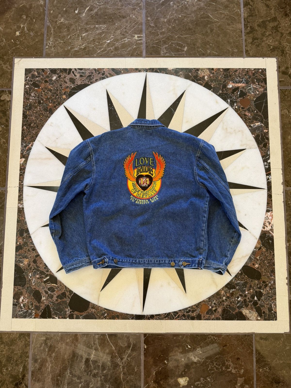 Harley Davidson Vintage 1997 Harley-Davidson Love Ride Denim Jacket Medium Size US M / EU 48-50 / 2 - 2 Thumbnail