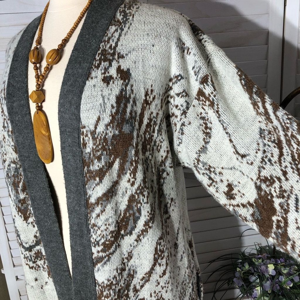 Vintage Vintage 90s full length cardigan Southwestern gray brown XL Size XL / US 12-14 / IT 48-50 - 6 Thumbnail