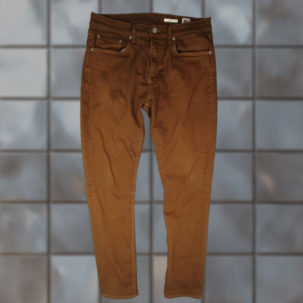 NoEnd Denim Men’s Brown Skinny 5-Pocket Jeans - Zip Fly - 32x30 - Made in USA - Slim Fit Denim