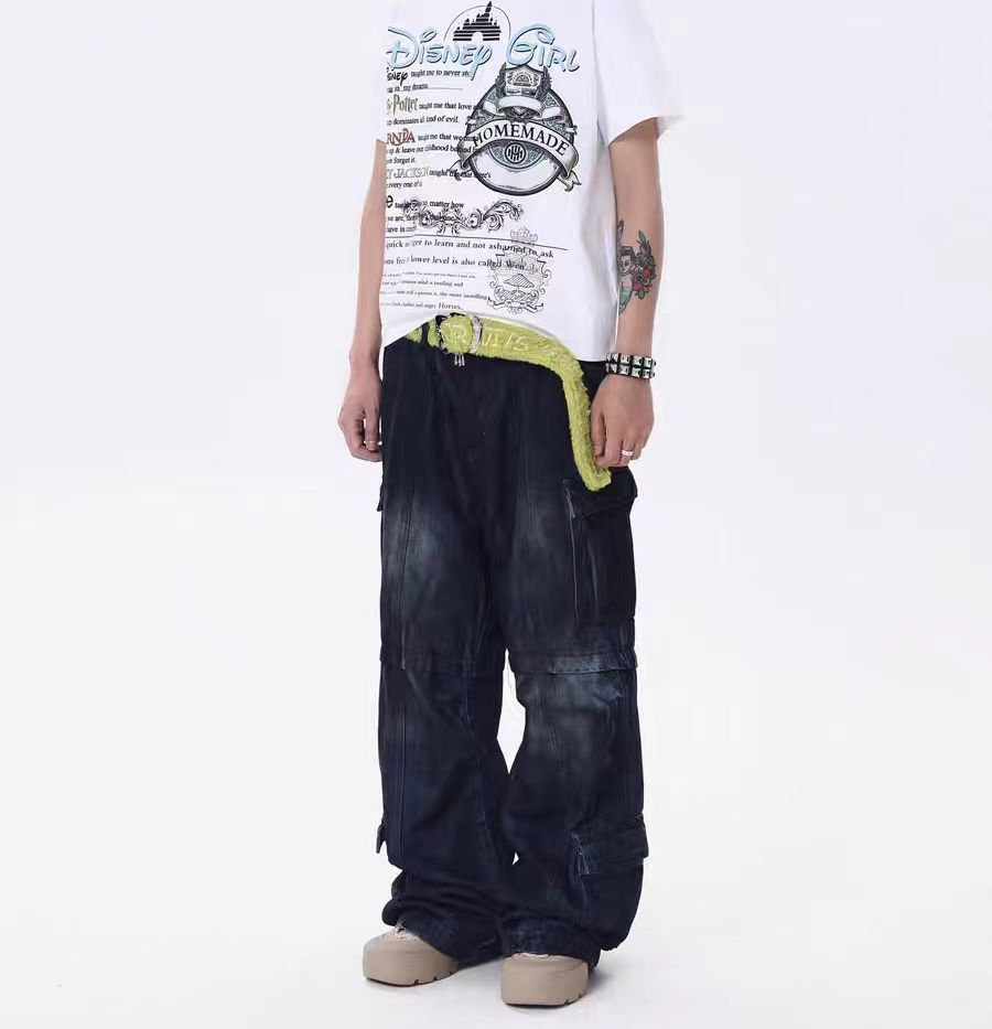 Japanese Brand × Jean Navy Blue Washed Loose Fit Work Jeans Size US 31 - 2 Thumbnail