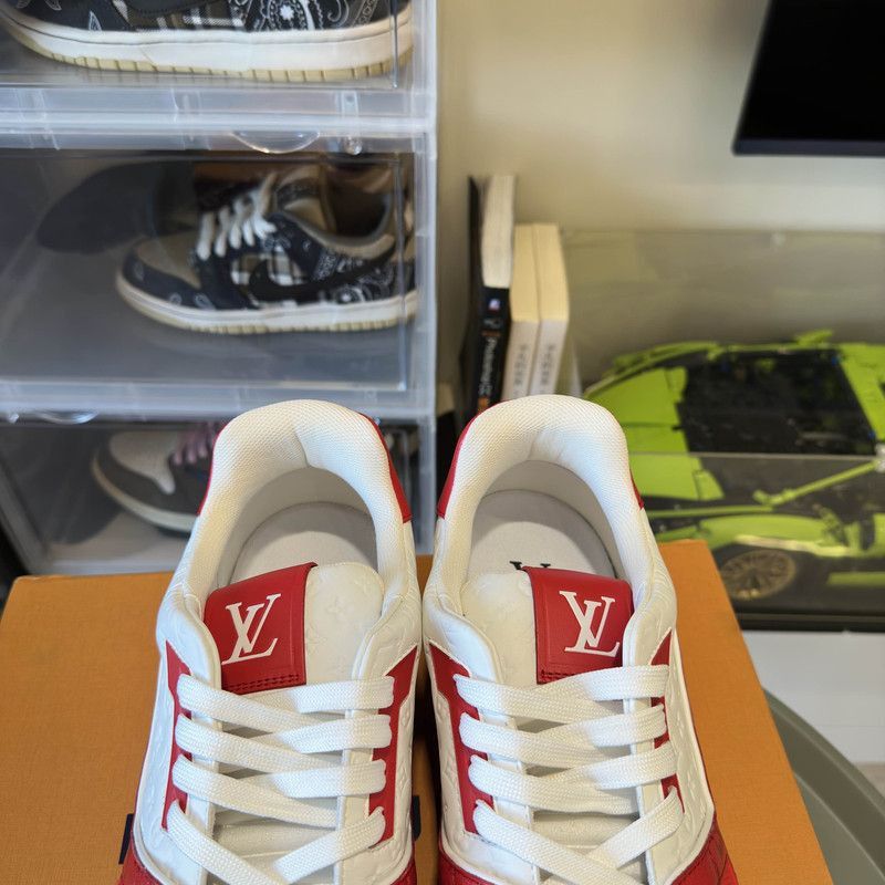 Louis Vuitton Louis Vuitton Trainer Low Top Sneakers in White Red -2508 Size US 11 / EU 44 - 8 Thumbnail