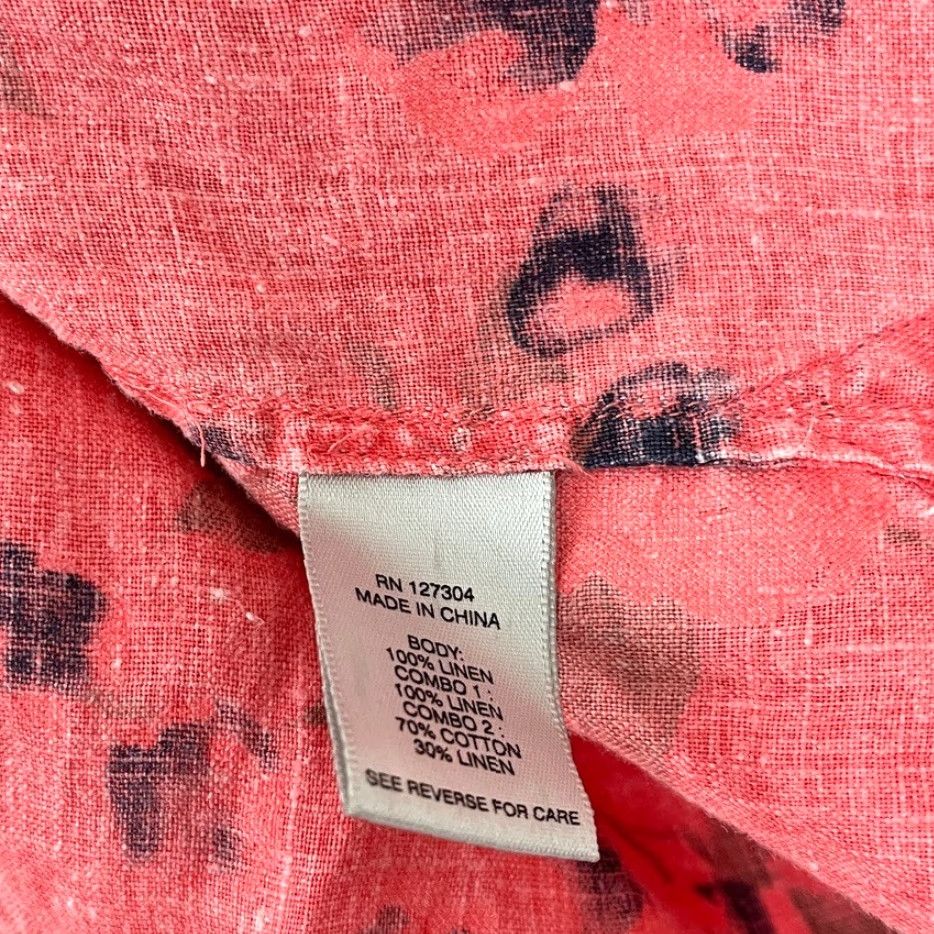 Vintage John Mark Blouse Womens M Pink Floral Linen Popover Roll Tab Wired Collar Boho Size M / US 6-8 / IT 42-44 - 4 Thumbnail