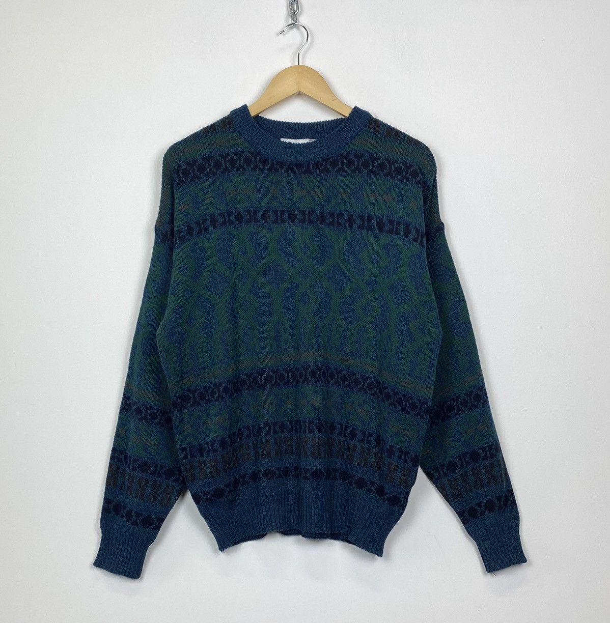 Gianfranco Ferre Vintage Gianfranco Ferre Knitwear For Men Sweater Green Blue Size US L / EU 52-54 / 3 - 1 Thumbnail