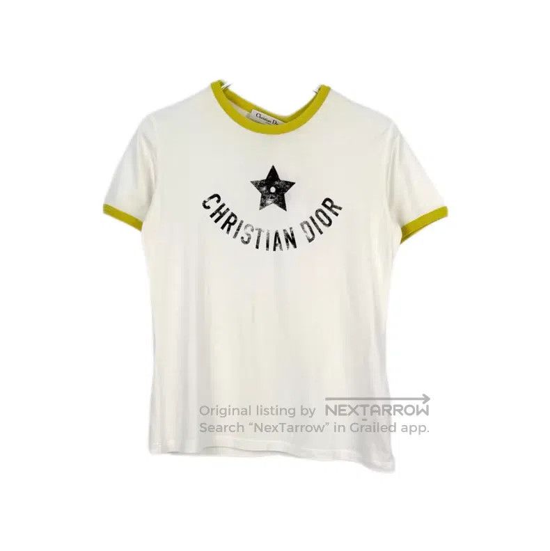 Dior Dior White yellow-bordered five-pointed star short sleeves Size S / US 4 / IT 40 - 1 Thumbnail