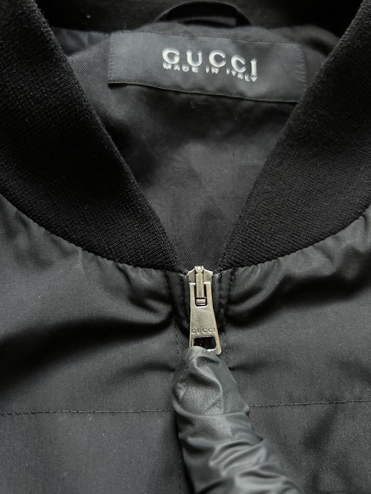 Gucci Gucci Bomber Jacket Leather Sleeve Rare Old Money Size US L / EU 52-54 / 3 - 15 Thumbnail