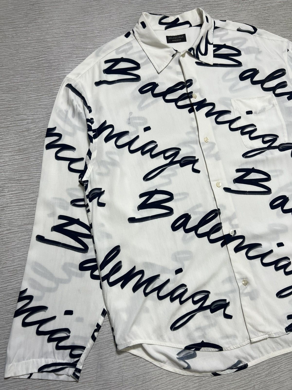 Balenciaga Balenciaga - Scribble Logo Button Up Longsleeve Shirt Size US S / EU 44-46 / 1 - 5 Thumbnail