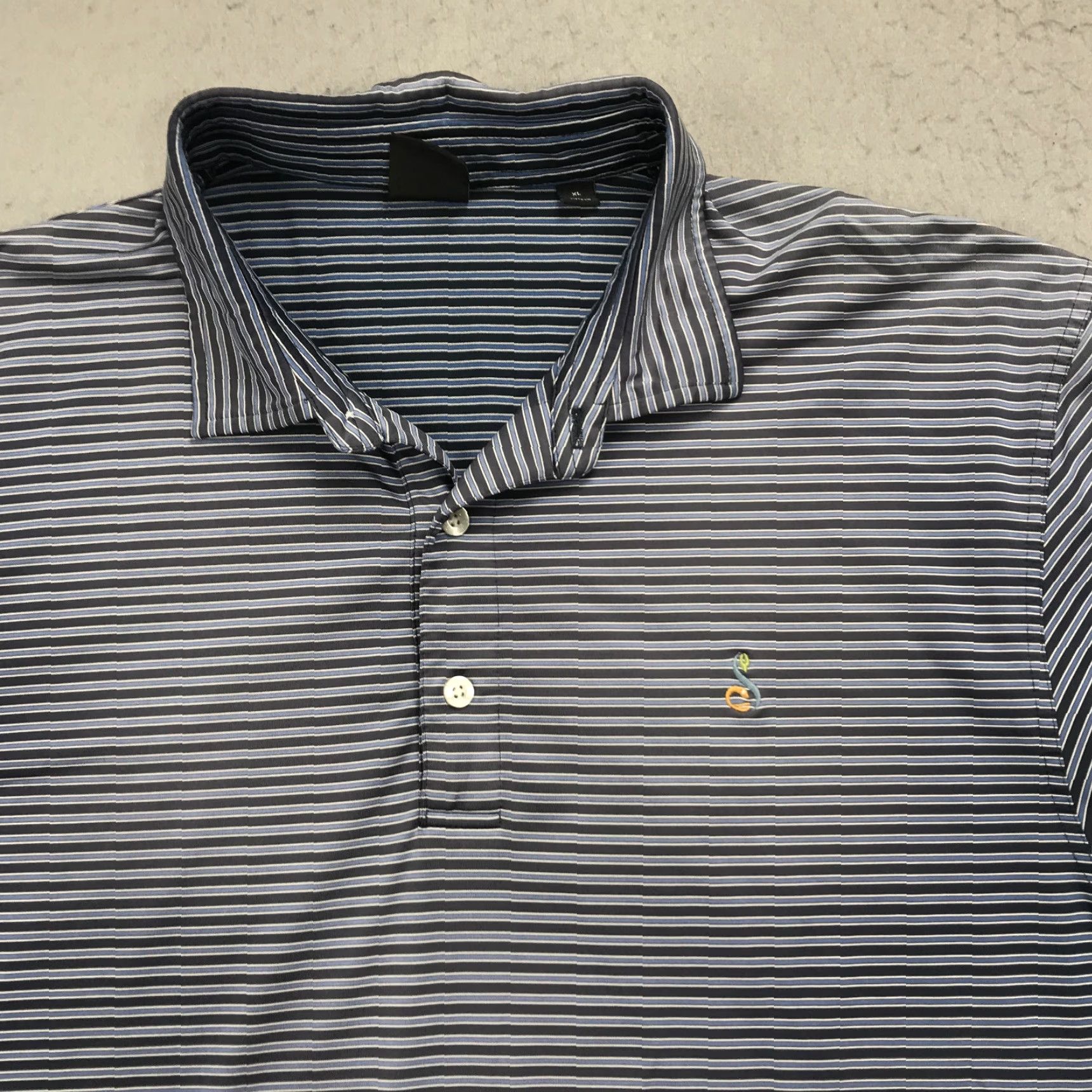 Vintage Dunning Polo Shirt Mens XL Blue Striped Golf Performance Stretch Size US XL / EU 56 / 4 - 2 Thumbnail