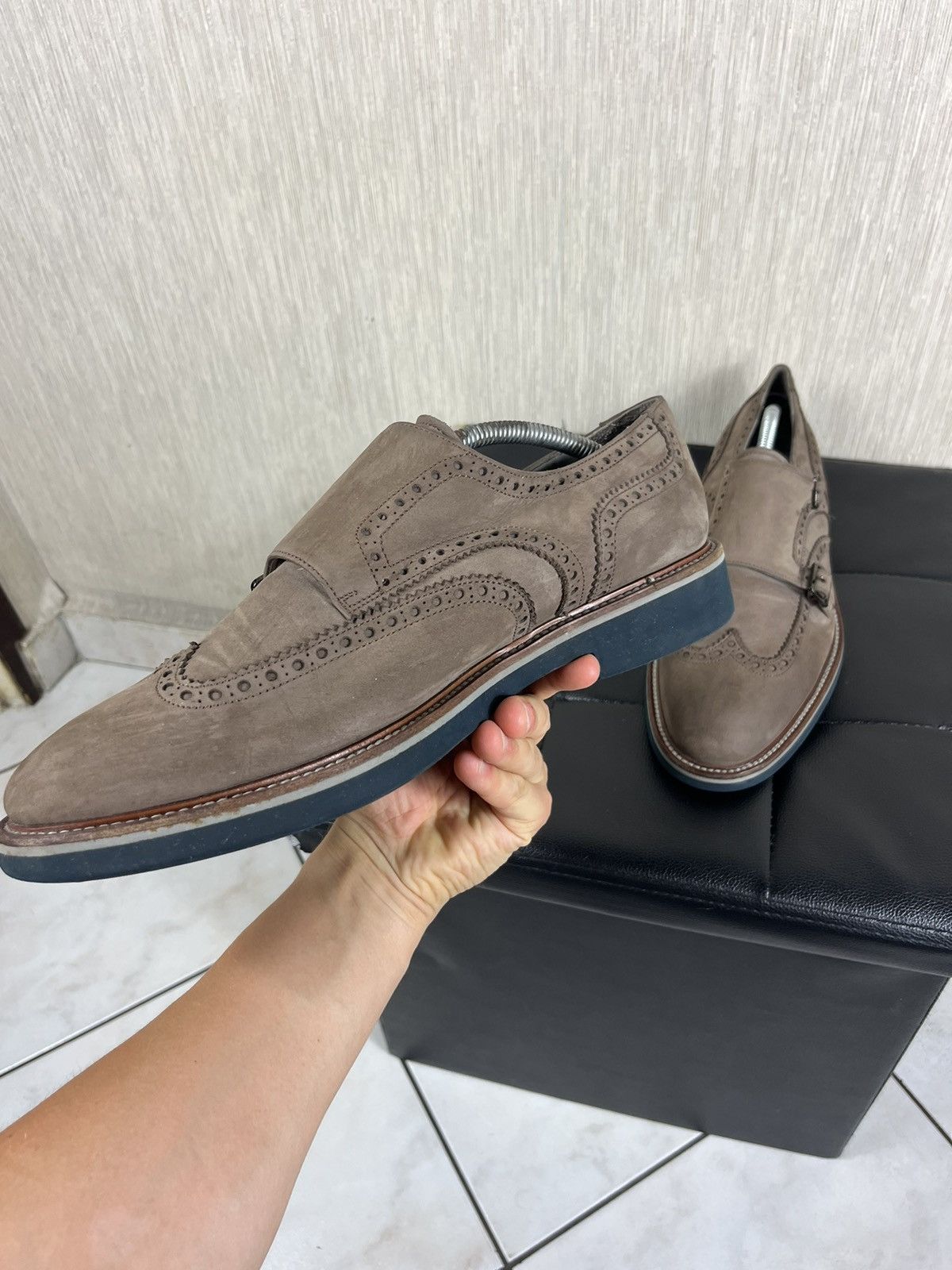 Canali × Designer Canali Italy monk strap leather shoes classic suede loafers Size US 12 / EU 45 - 5 Thumbnail
