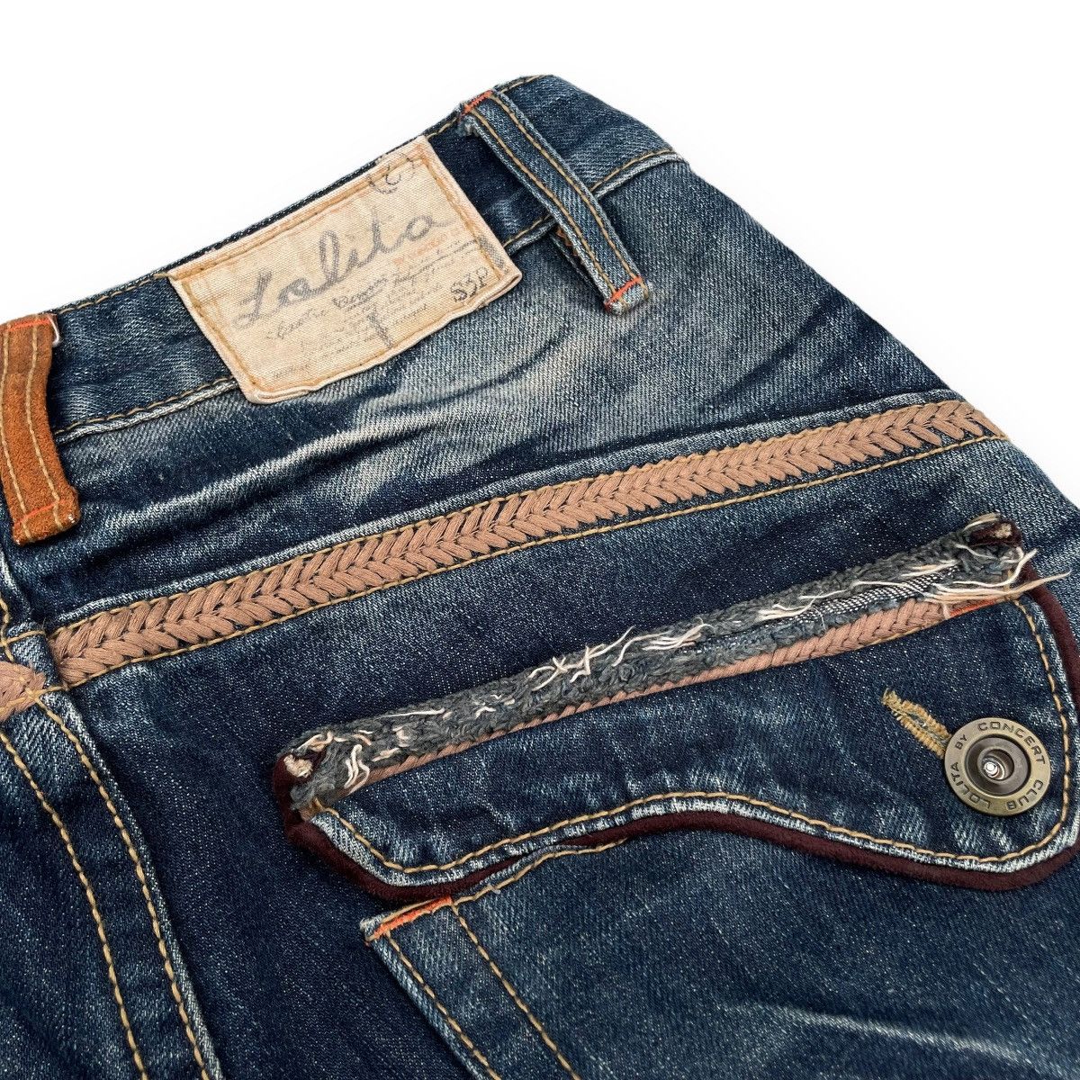 If Six Was Nine 🇯🇵 VINTAGE LOLITA BY CONCERT CLUB WASHED DENIM PANTS Size 29" - 17 Thumbnail