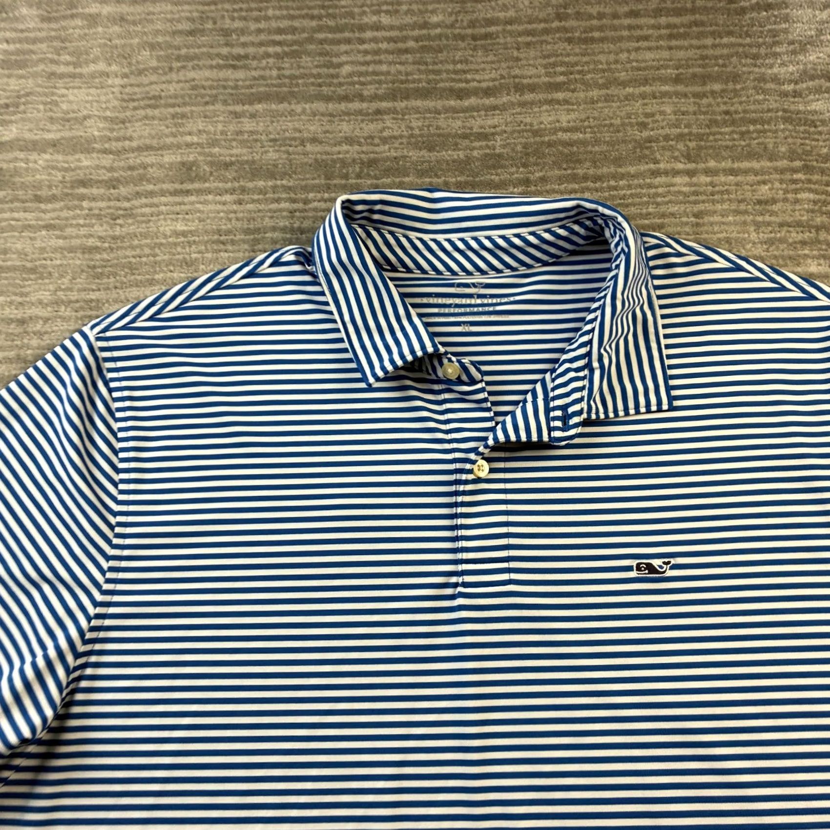 Vineyard Vines Vineyard Vines Polo Shirt Mens XL Blue Striped Golf Performance Polo Shirt Size US XL / EU 56 / 4 - 3 Thumbnail
