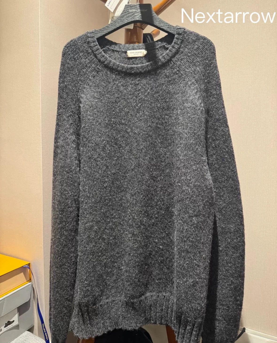 SAINT LAURENT solid color round 100% pure wool sweater