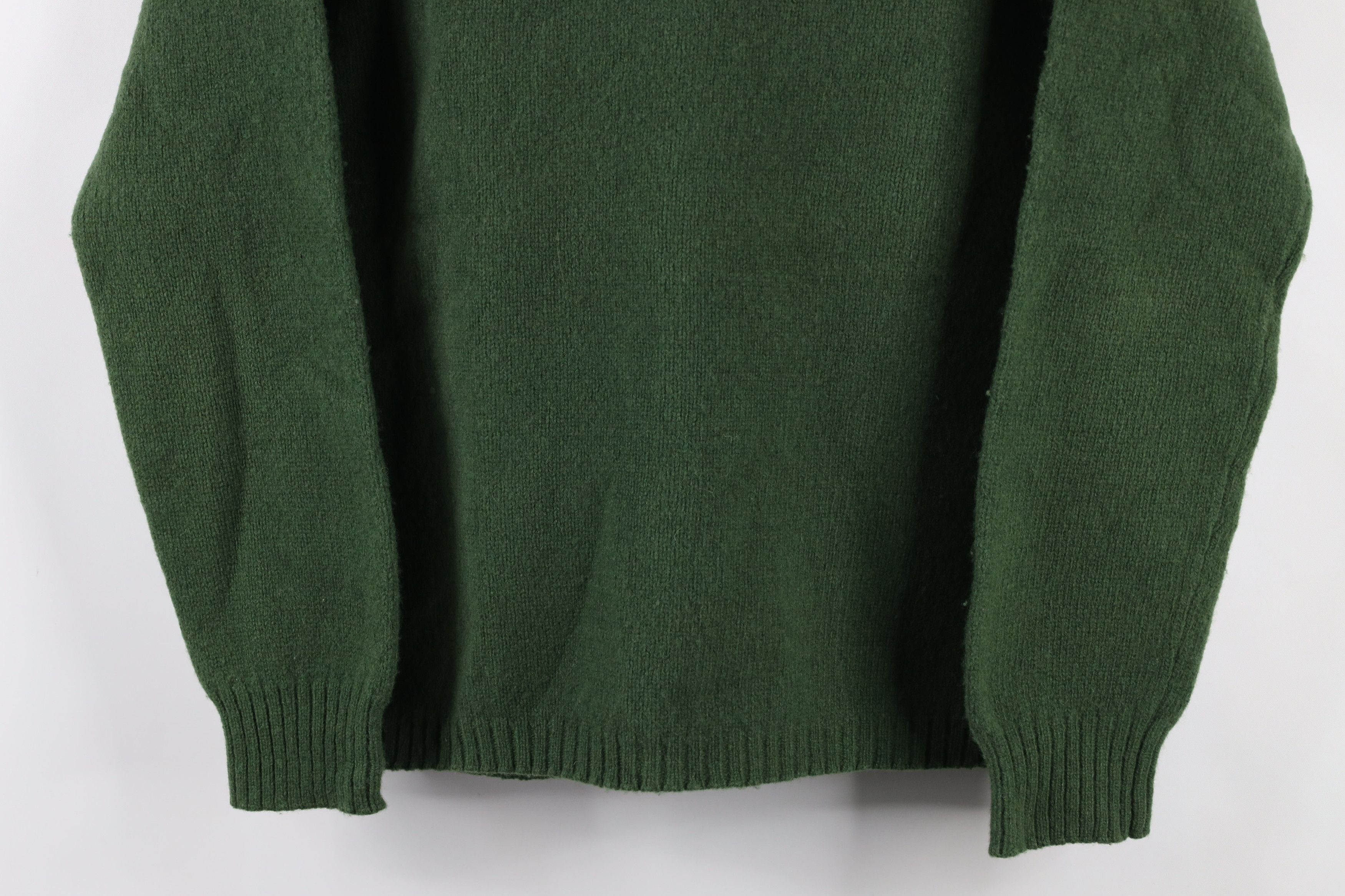 J.Crew × Vintage Vintage 90s J Crew Blank Wool Knit V-Neck Sweater Green Size L / US 10 / IT 46 - 3 Thumbnail