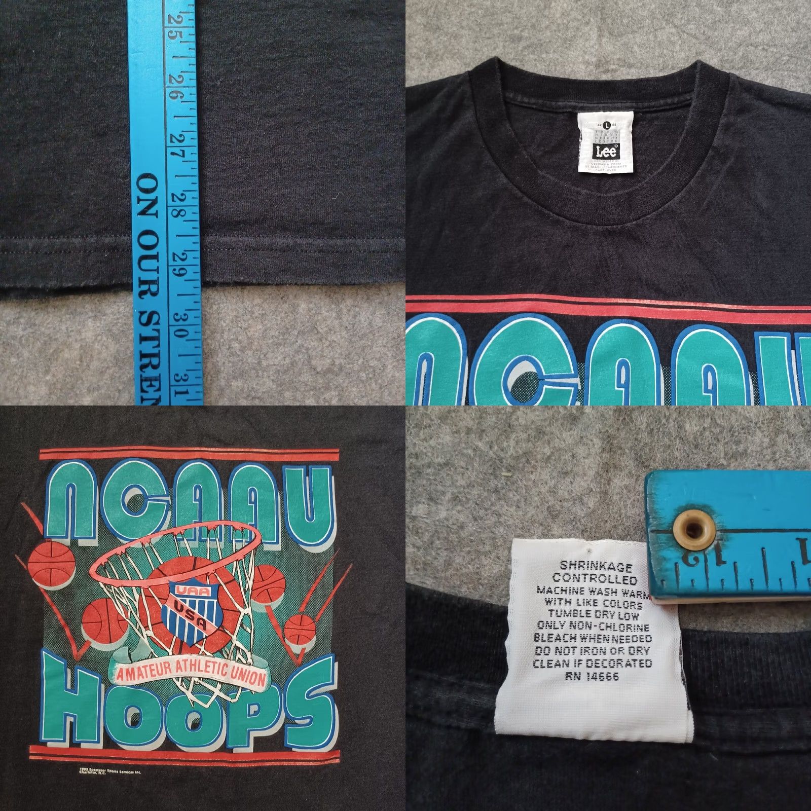 Lee Vintage Lee NCAAU Hoops Shirt Mens Large Black UAA USA Short Sleeve 90s T Size US L / EU 52-54 / 3 - 8 Thumbnail