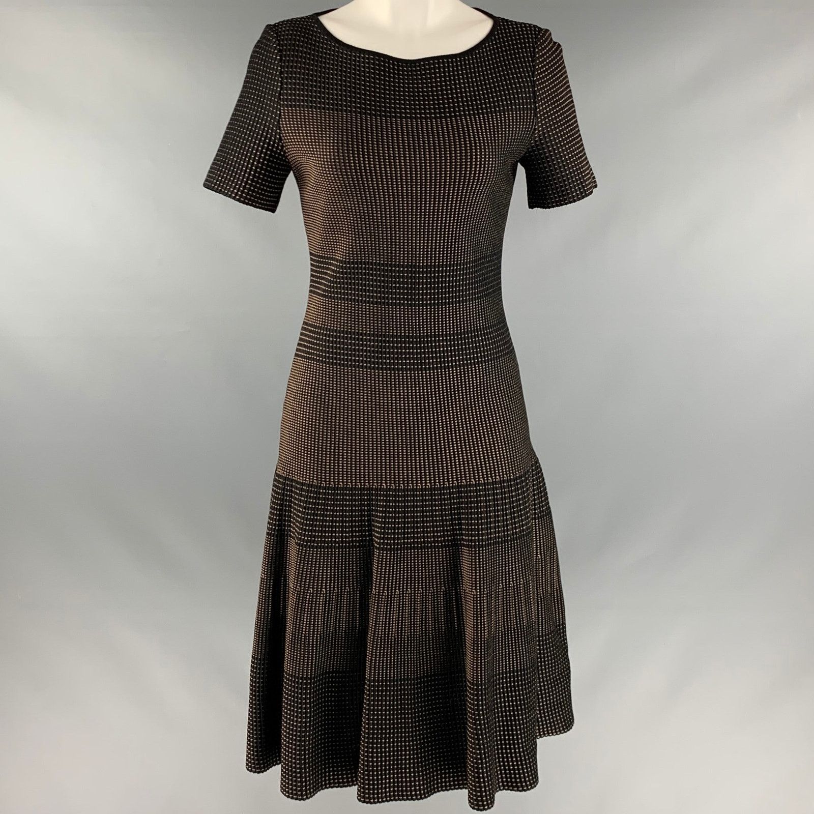 Other ST. JOHN Black Rayon Nailhead Short Sleeve Mid-Calf Dress Size S / US 4 / IT 40 - 1 Thumbnail